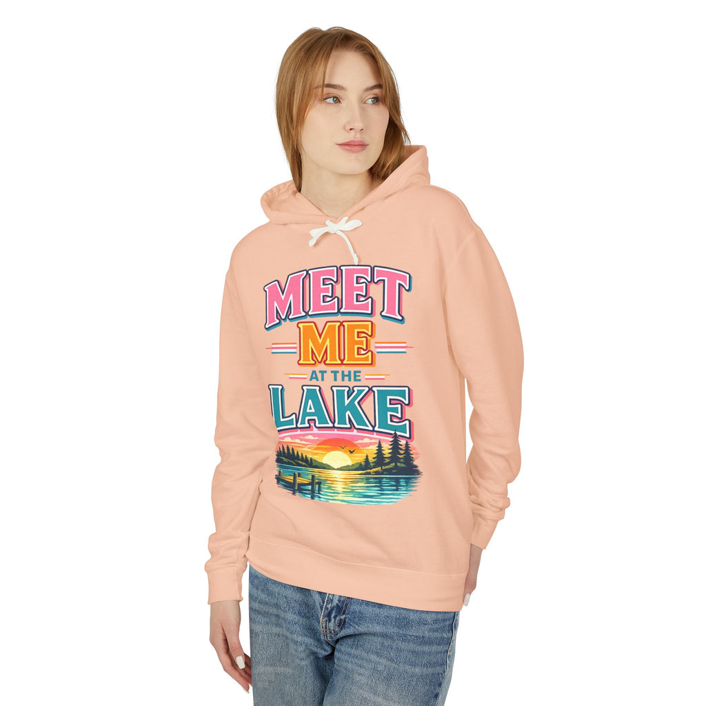 Meet Me at the Lake Hoodie – Vintage Lakeside Sunset Graphic Hoodie