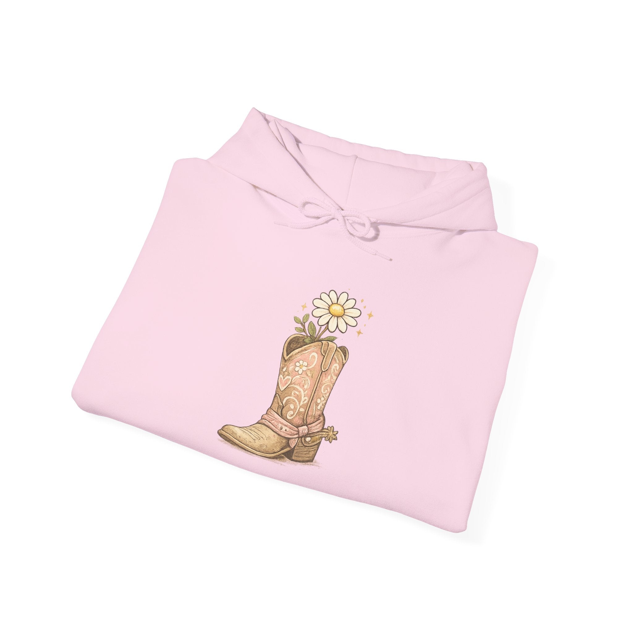 Cowgirl Boots & Daisies Hoodie — Be Happy Smiling Western Sweatshirt