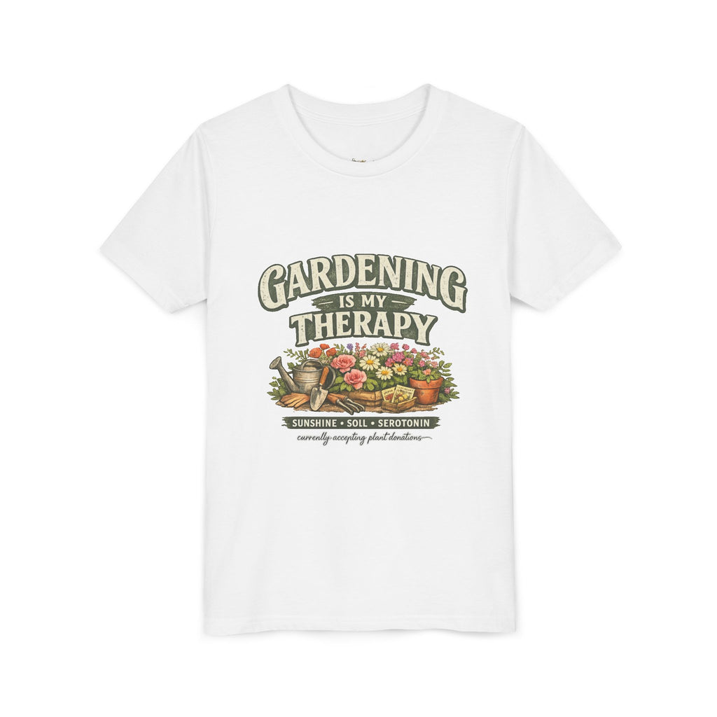 "Gardening Is My Therapy" Floral Kids Shirt