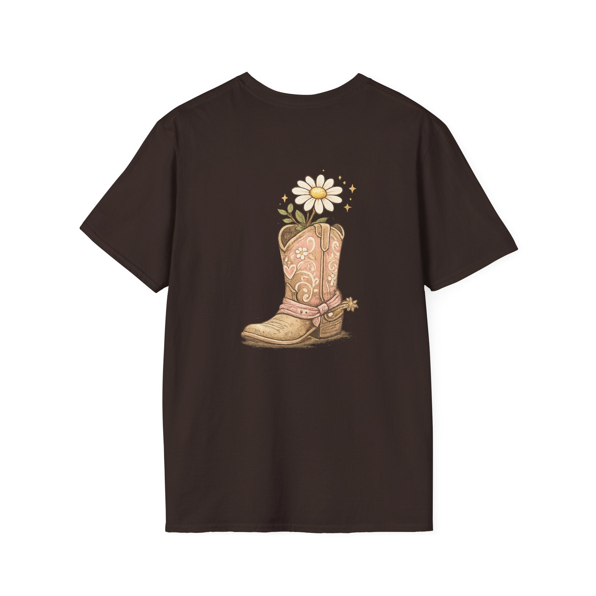 T-Shirt — "Saved & Smiling" Floral Cowboy Boots Christian Graphic Tee