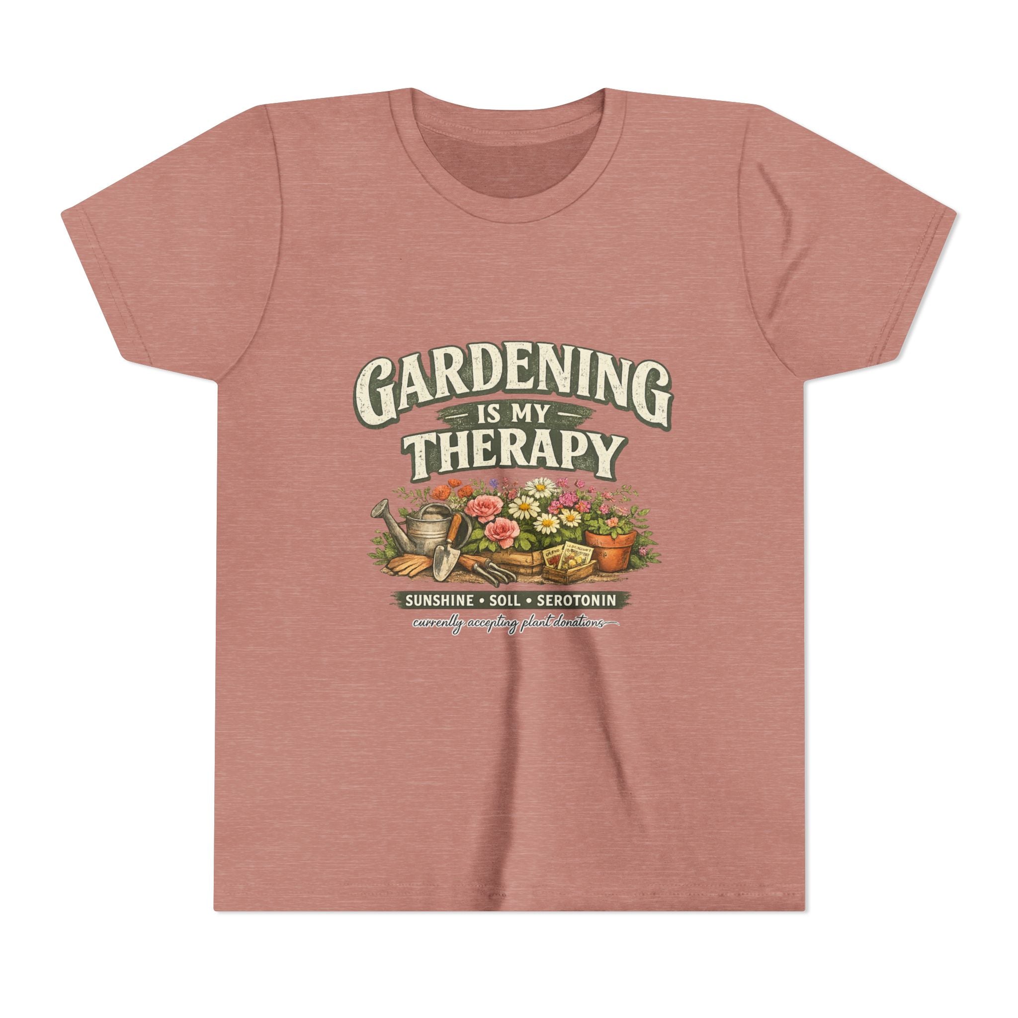 "Gardening Is My Therapy" Floral Kids Shirt