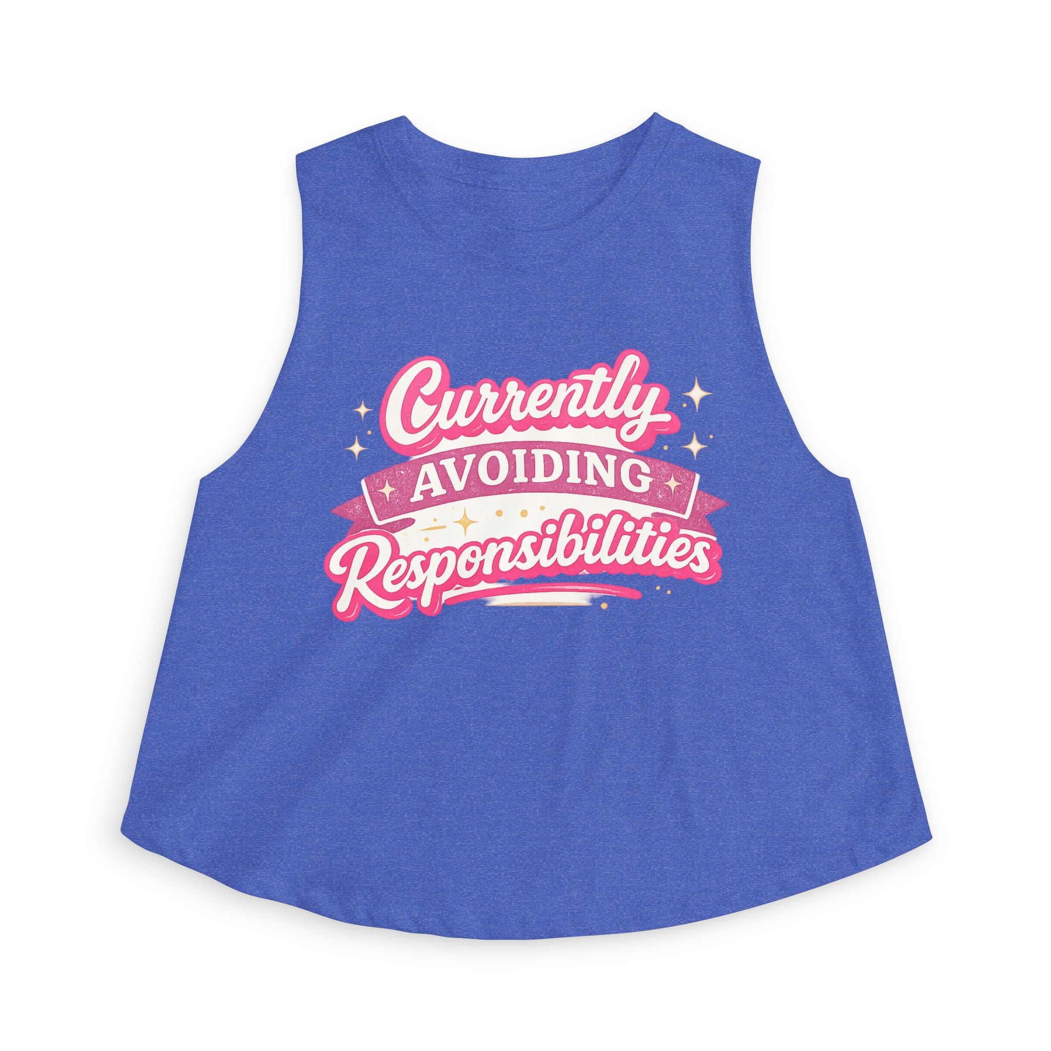 Currently Avoiding Responsibilities Crop Top — Cute Pink Slogan Women's Tank