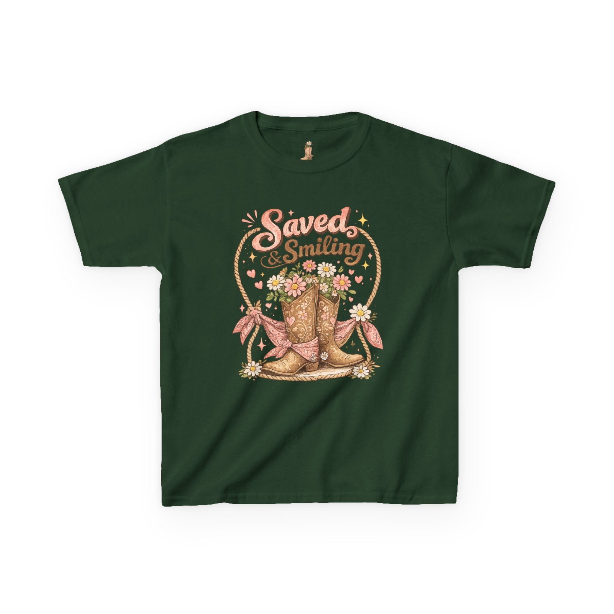 Kids "Saved & Smiling" Cowboy Boot T‑Shirt