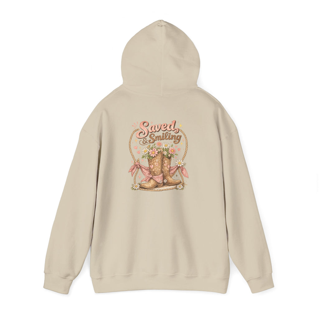 Cowgirl Boots & Daisies Hoodie — Be Happy Smiling Western Sweatshirt