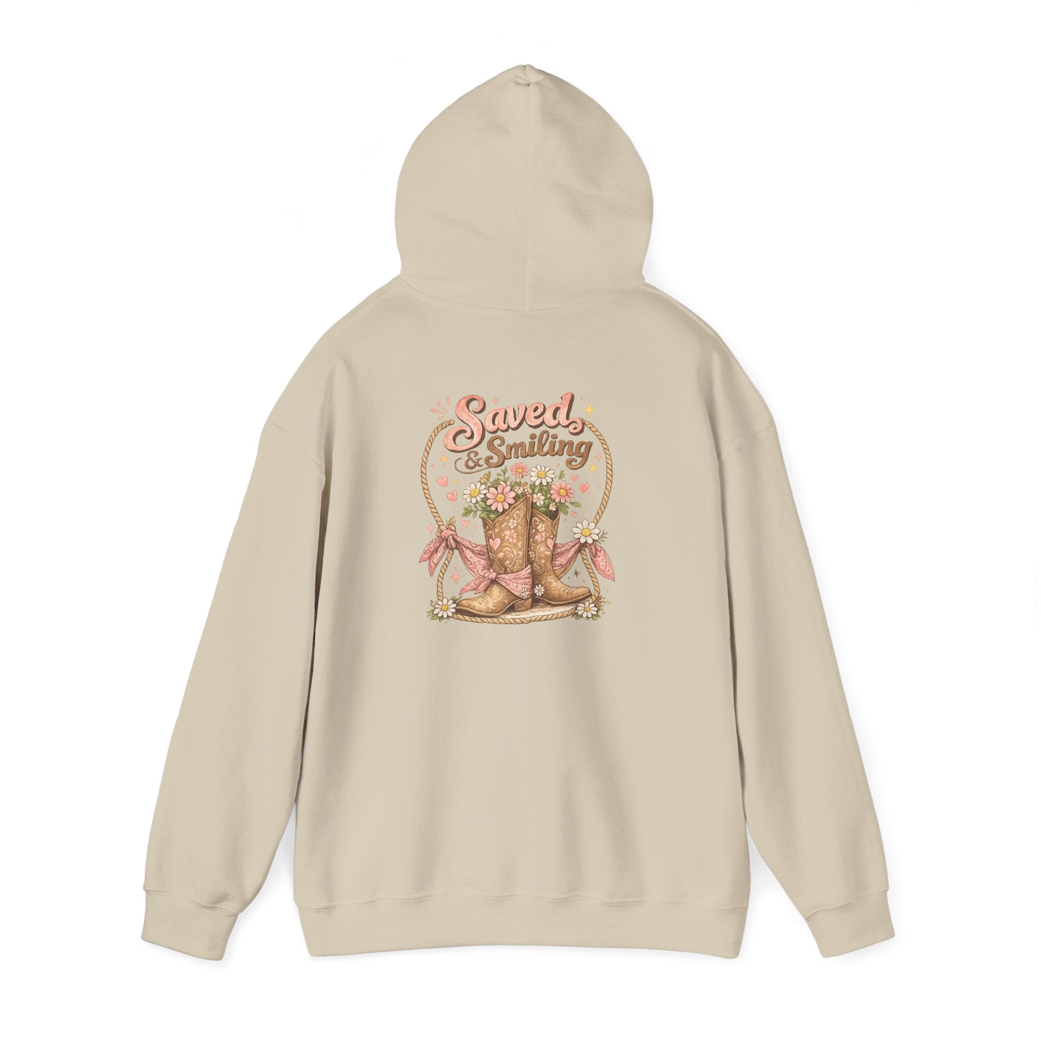 Cowgirl Boots & Daisies Hoodie — Be Happy Smiling Western Sweatshirt