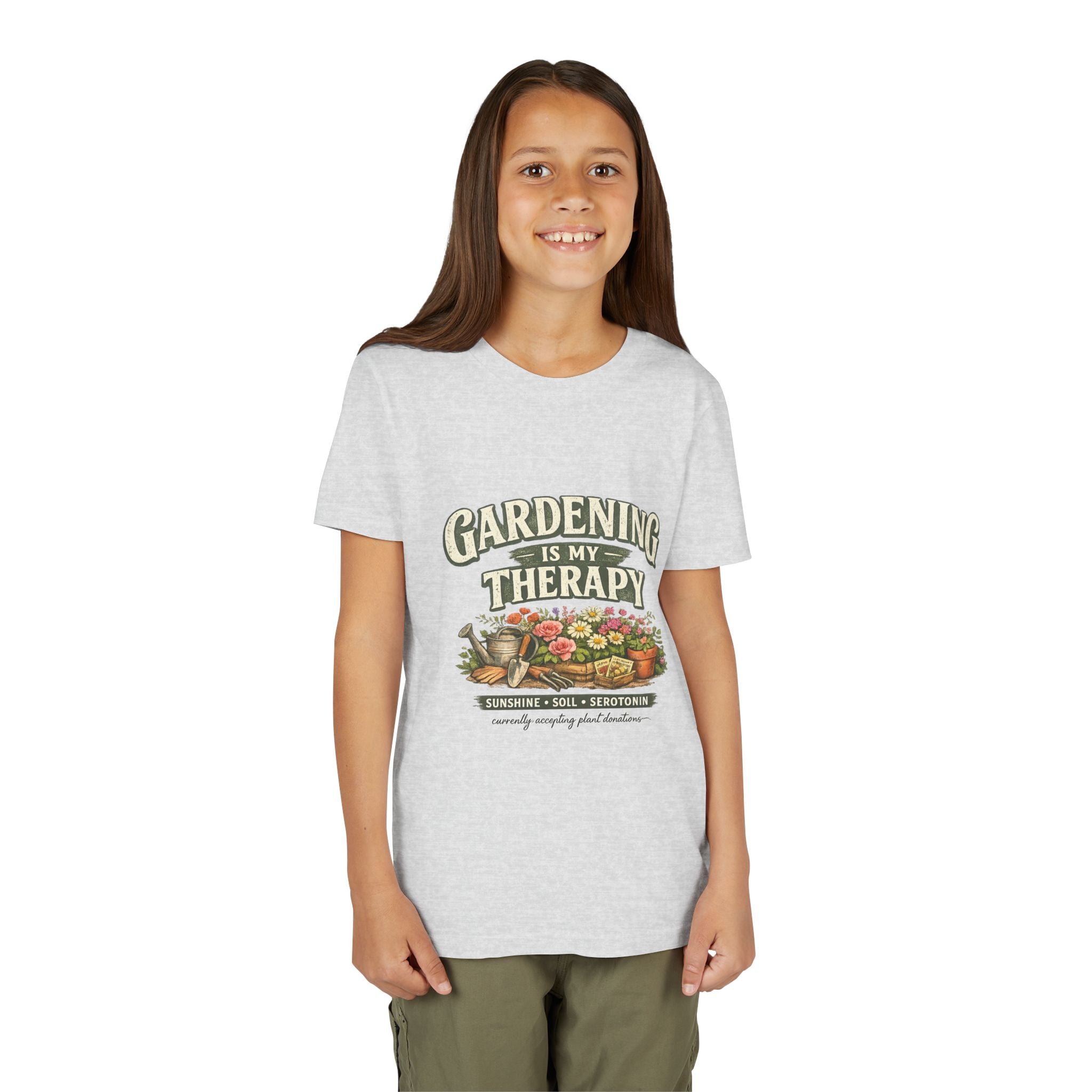 "Gardening Is My Therapy" Floral Kids Shirt