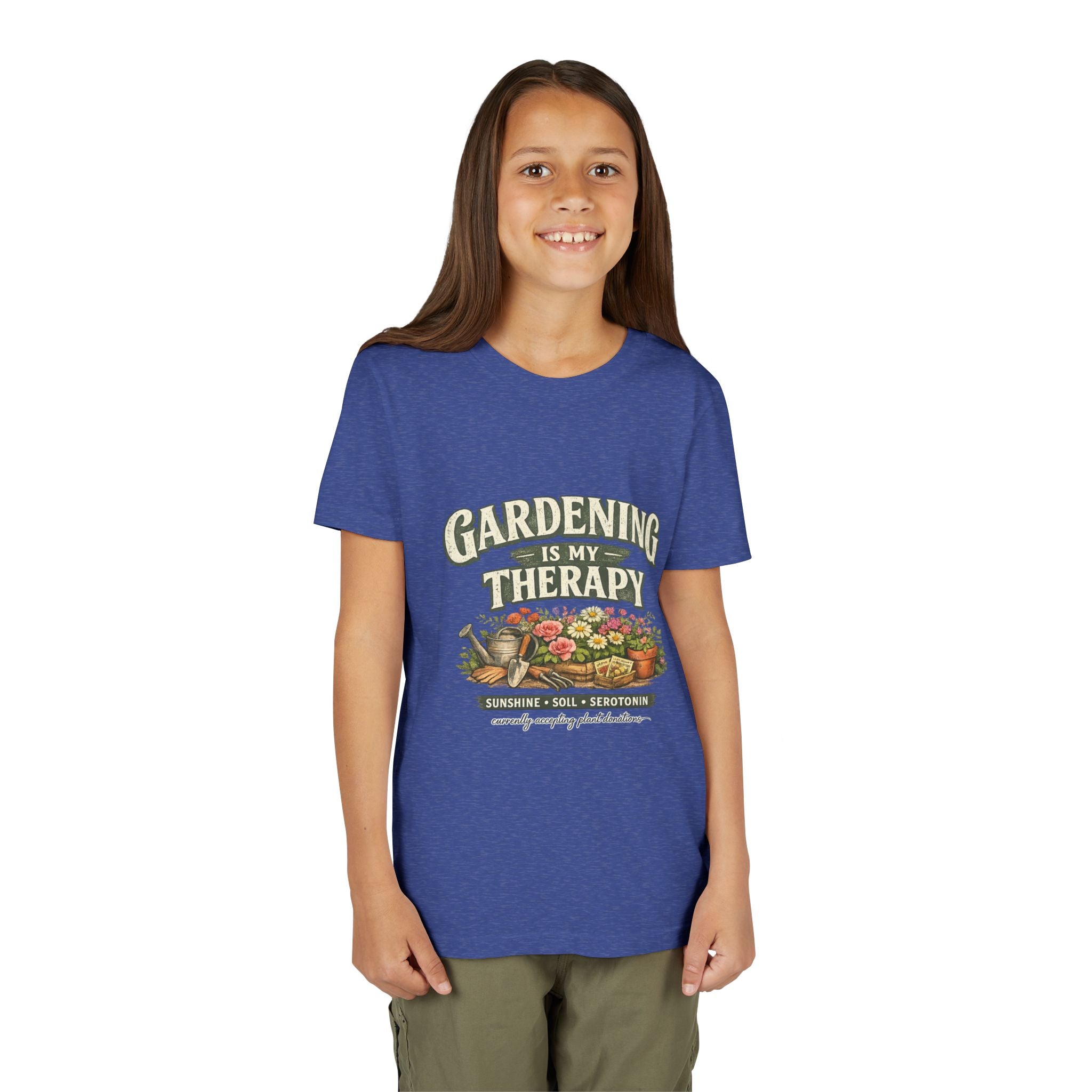 "Gardening Is My Therapy" Floral Kids Shirt