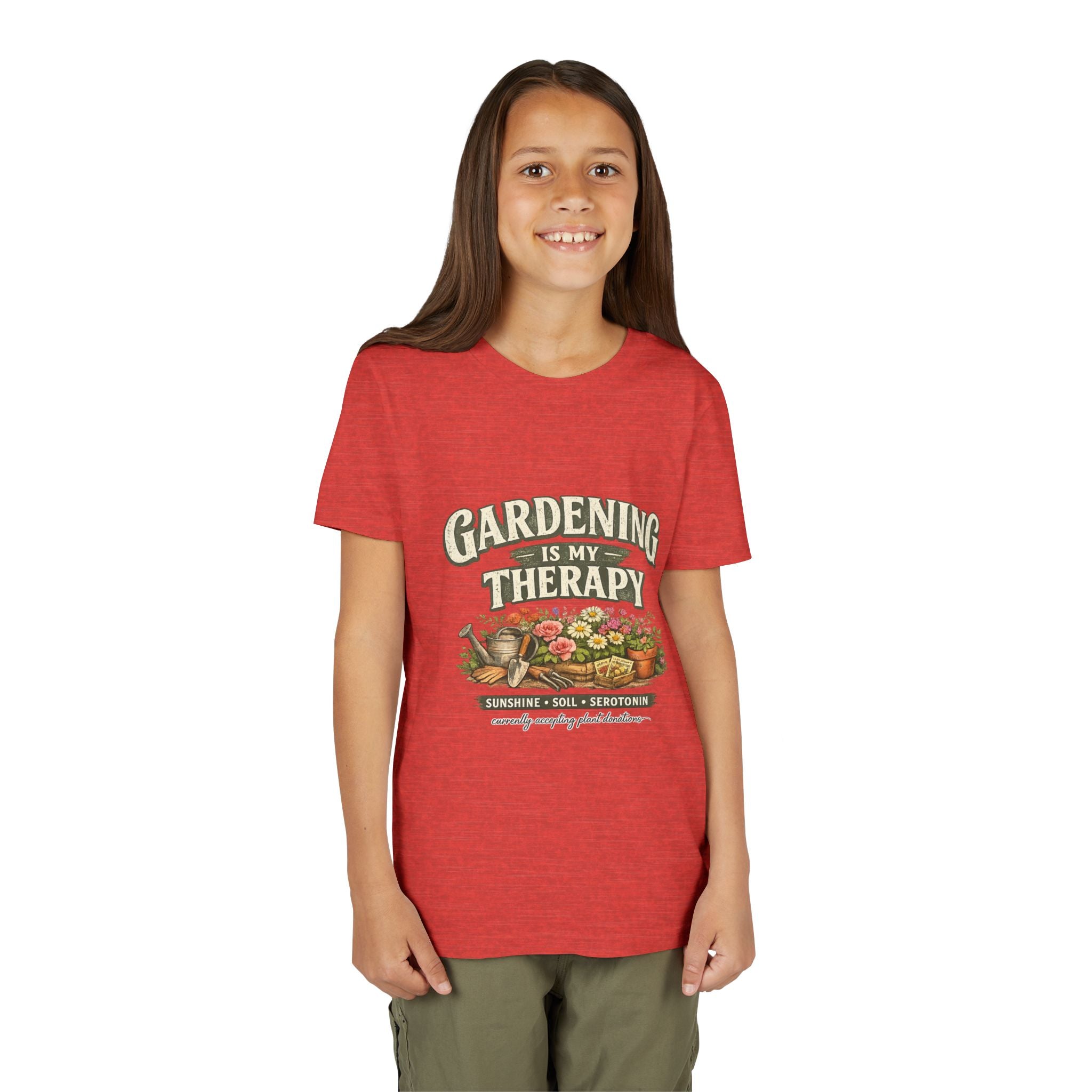 "Gardening Is My Therapy" Floral Kids Shirt
