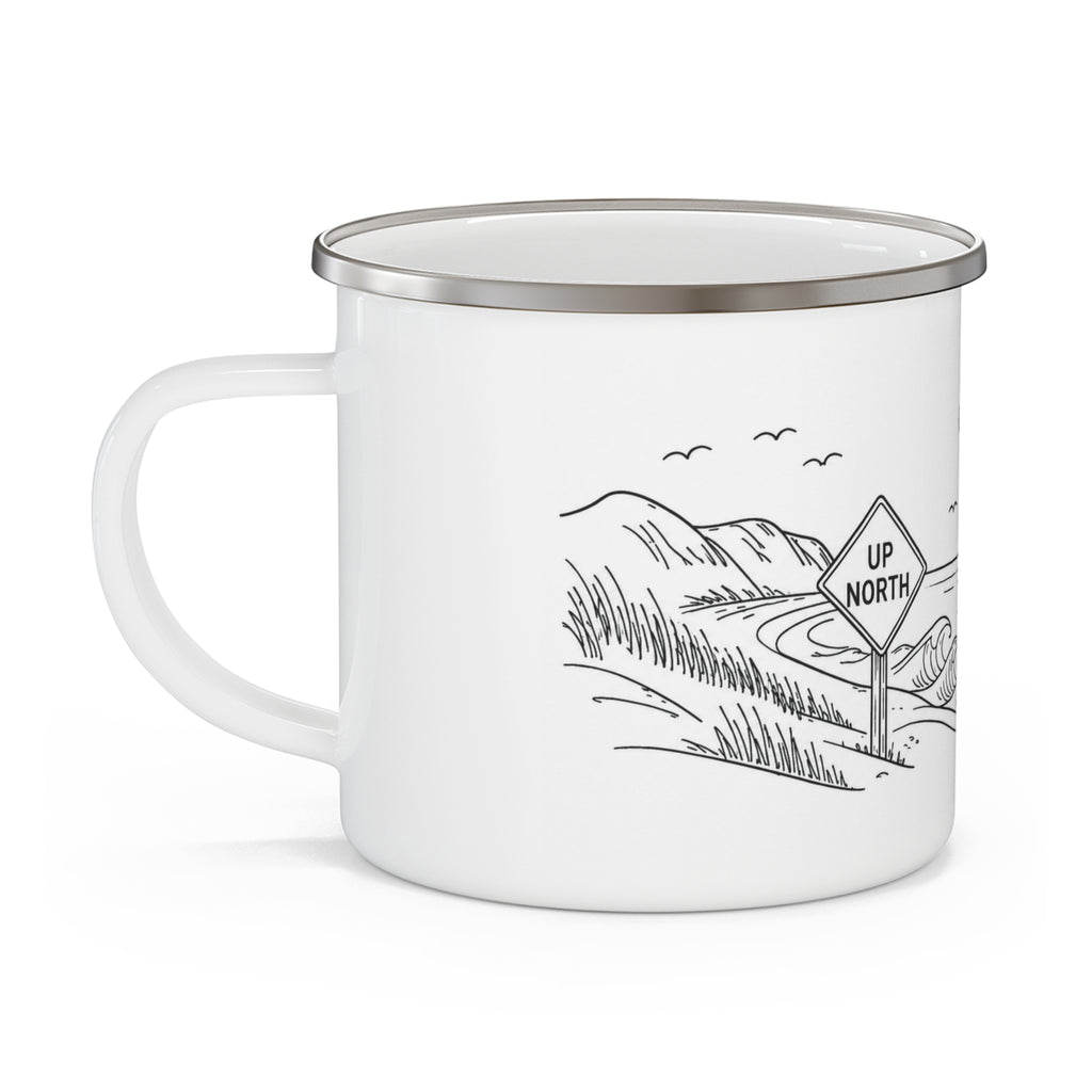 Enamel Camping Mug — 'Take the Scenic Route' Lighthouse Travel Coffee Cup