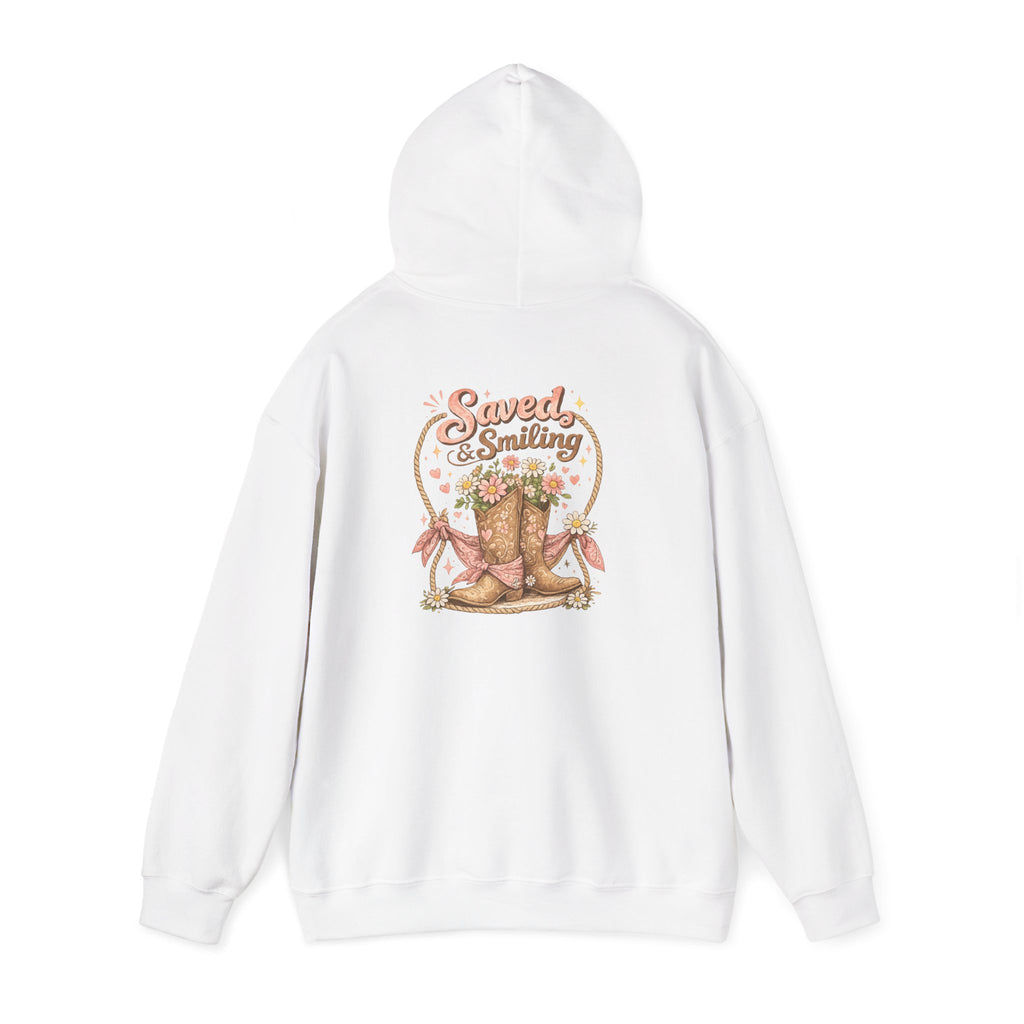 Cowgirl Boots & Daisies Hoodie — Be Happy Smiling Western Sweatshirt