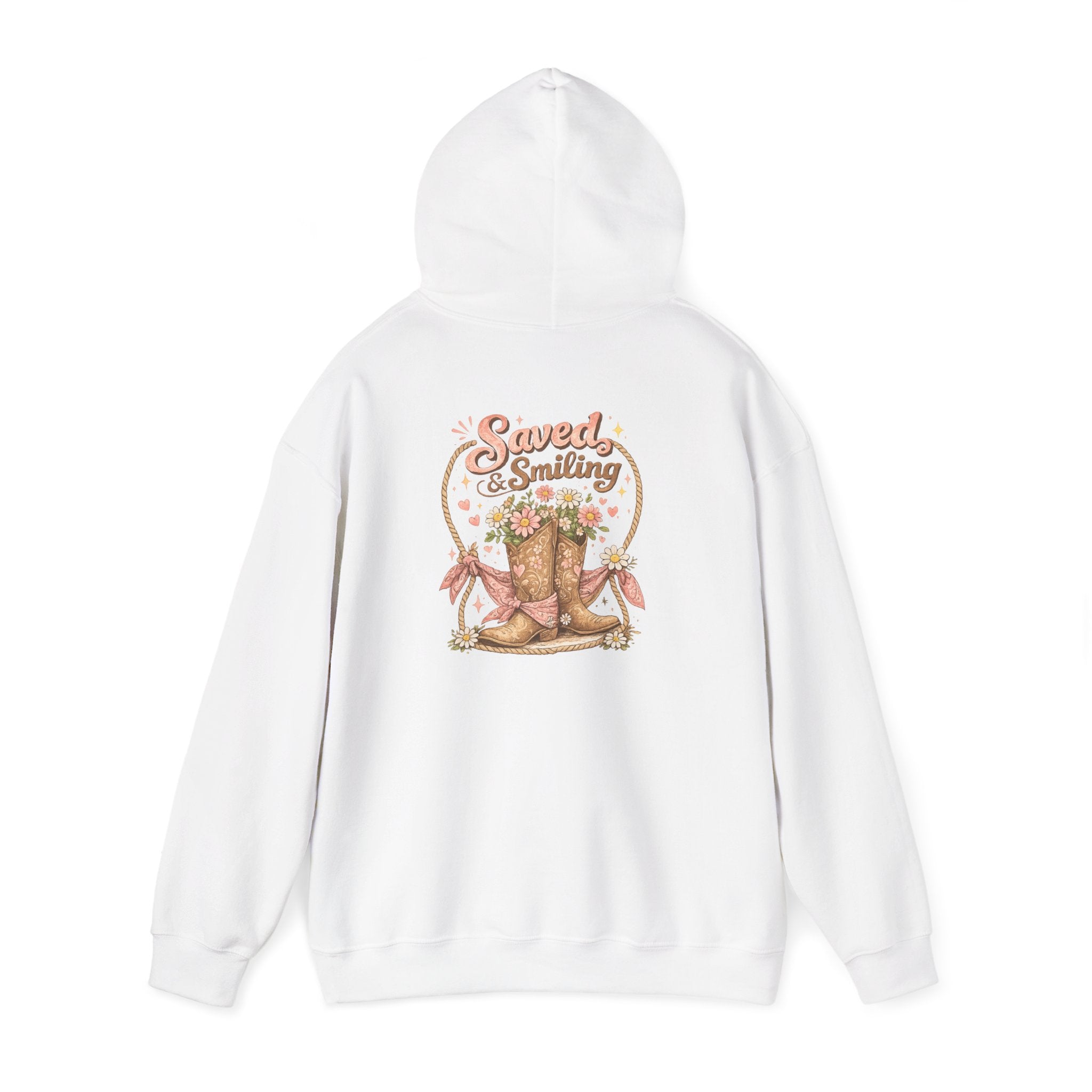 Cowgirl Boots & Daisies Hoodie — Be Happy Smiling Western Sweatshirt