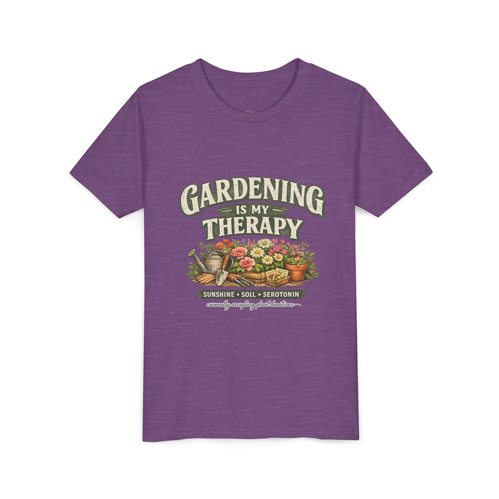 "Gardening Is My Therapy" Floral Kids Shirt