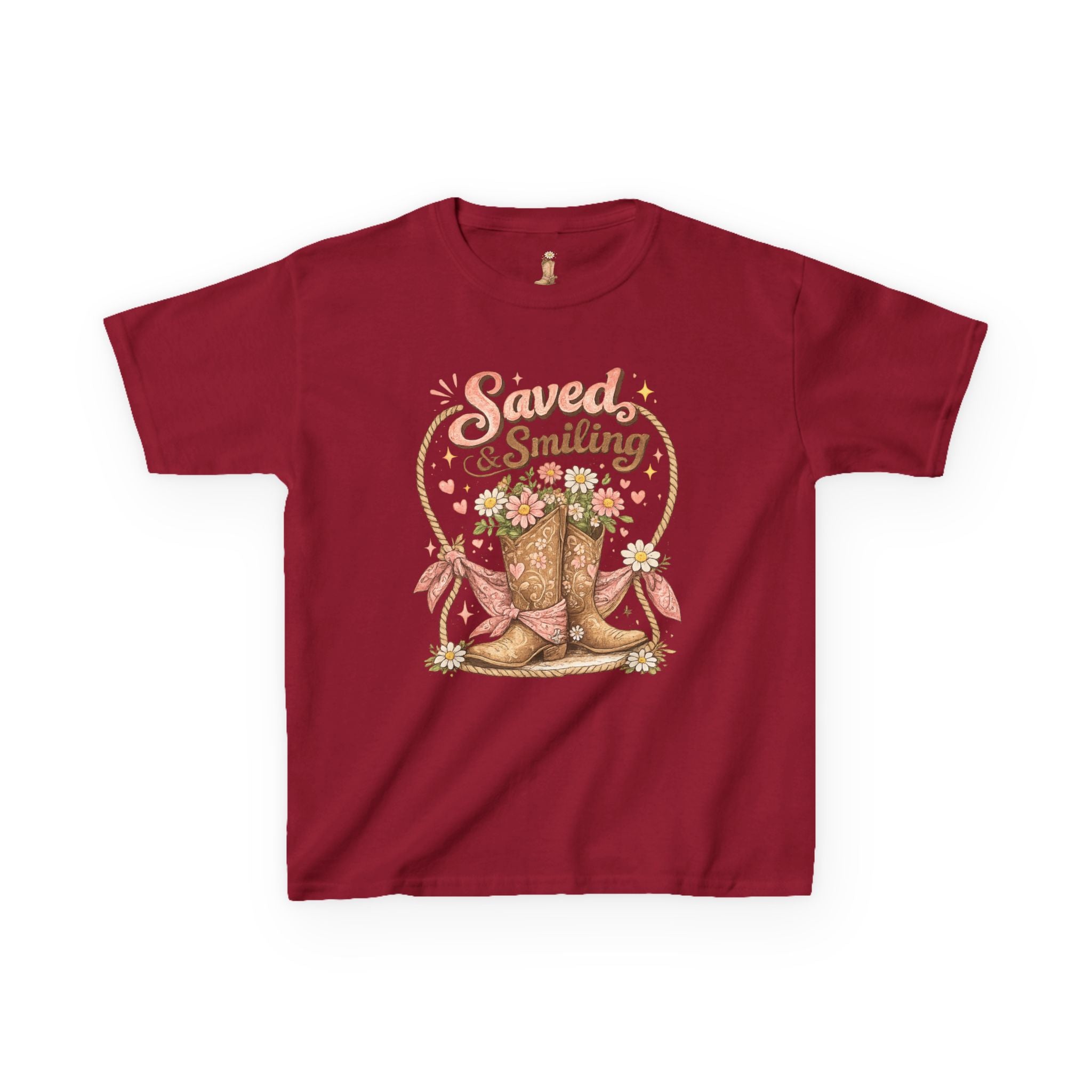 Kids "Saved & Smiling" Cowboy Boot T‑Shirt