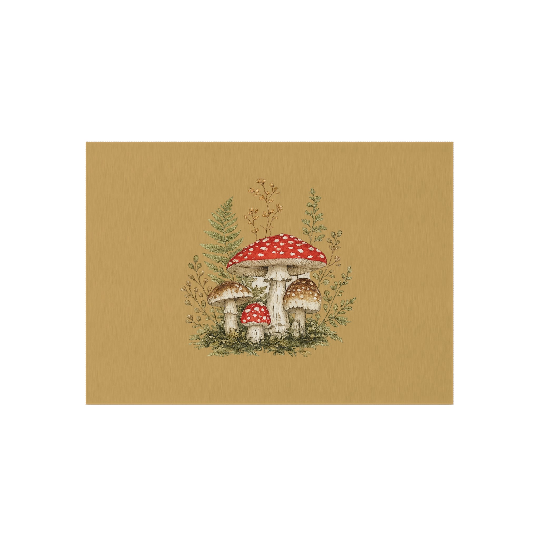 Mushroom Garden Outdoor Rug — Woodland Doormat for Patio & Entryway