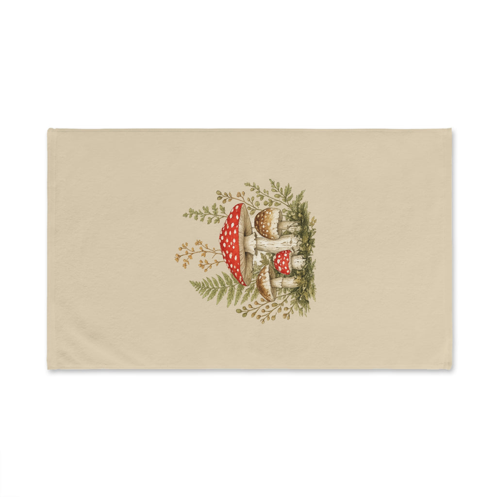 Mushroom Garden Hand Towel — Vintage Red Toadstool Kitchen Towel