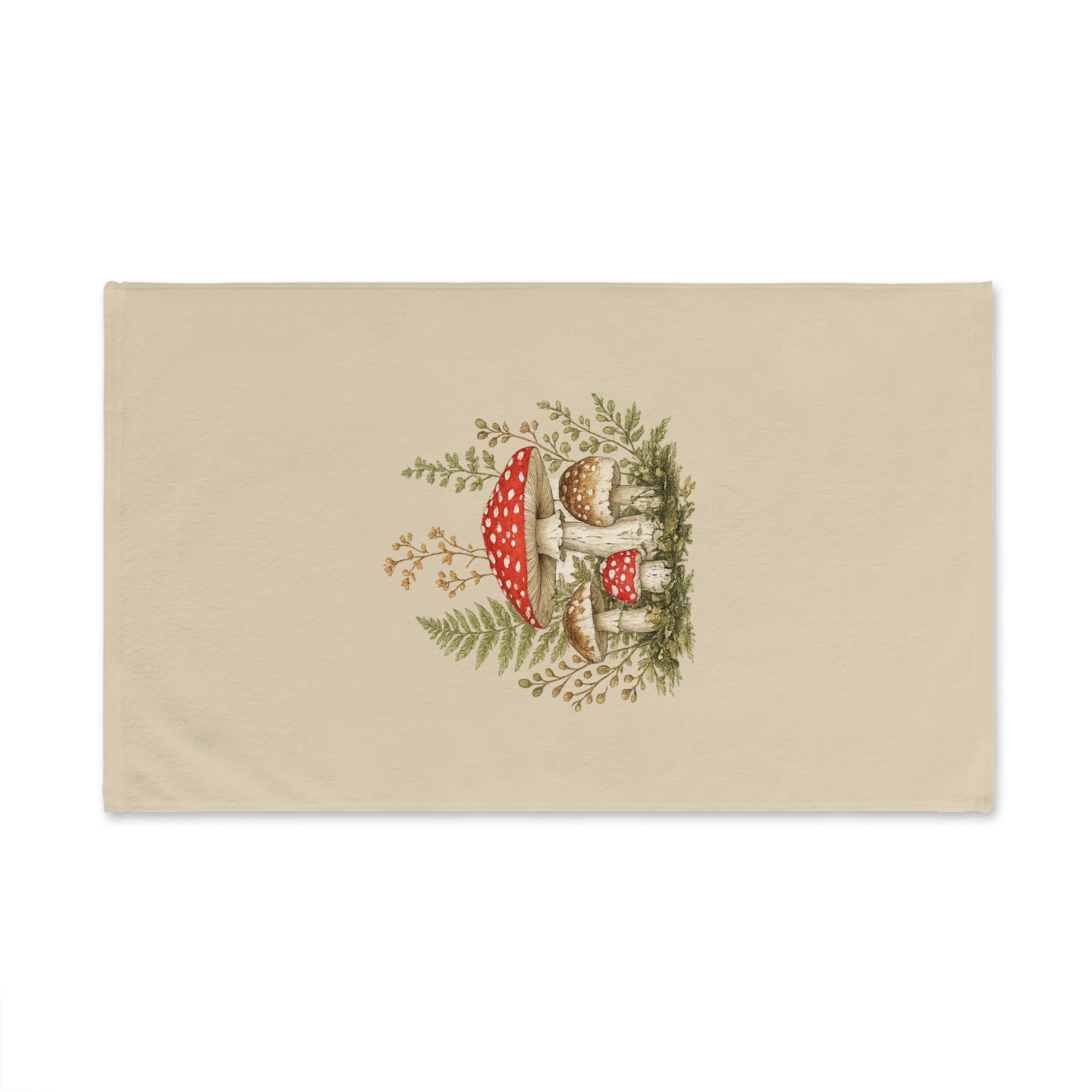 Mushroom Garden Hand Towel — Vintage Red Toadstool Kitchen Towel
