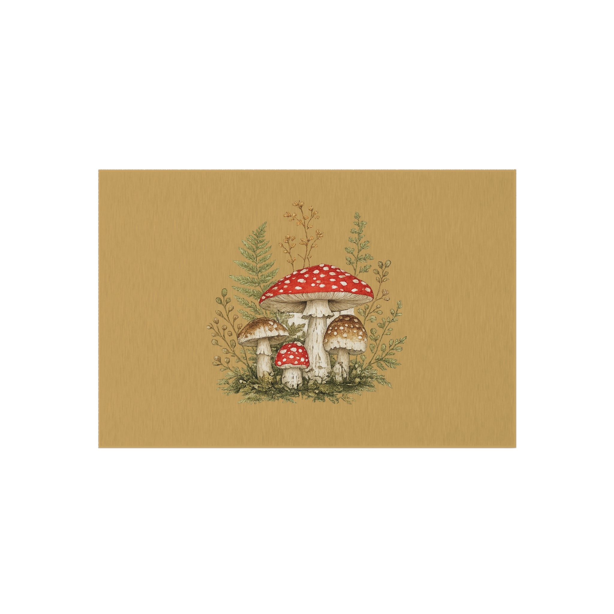 Mushroom Garden Outdoor Rug — Woodland Doormat for Patio & Entryway