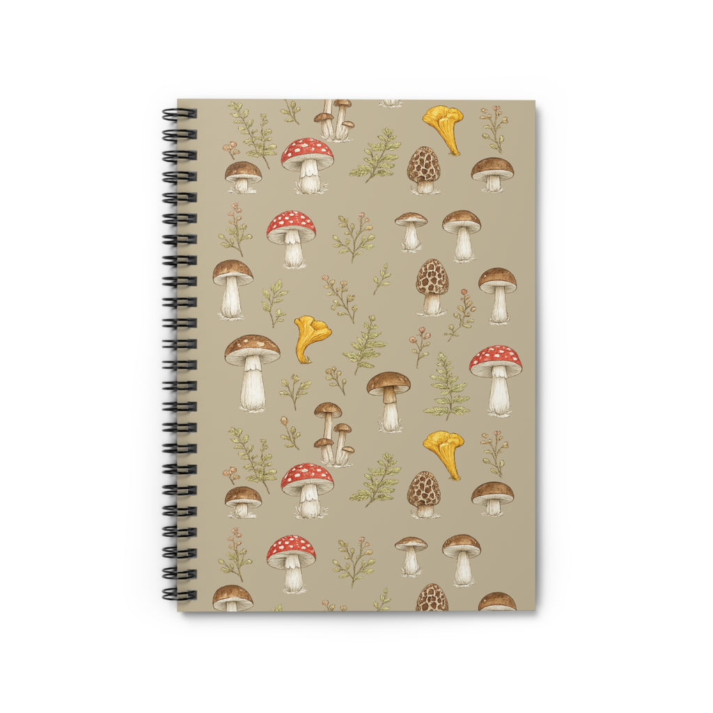 Mushroom Pattern Spiral Notebook — Ruled Journal for Nature Lovers
