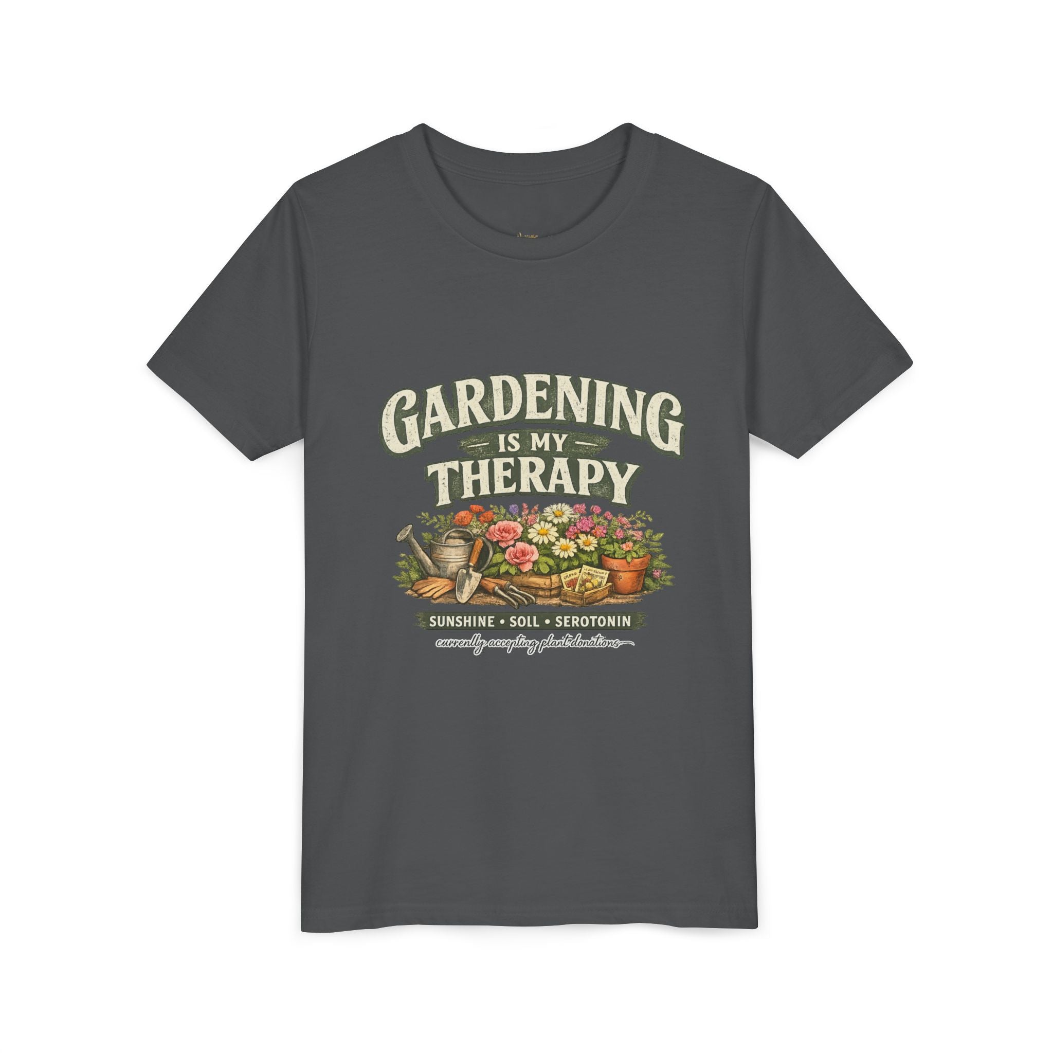 "Gardening Is My Therapy" Floral Kids Shirt