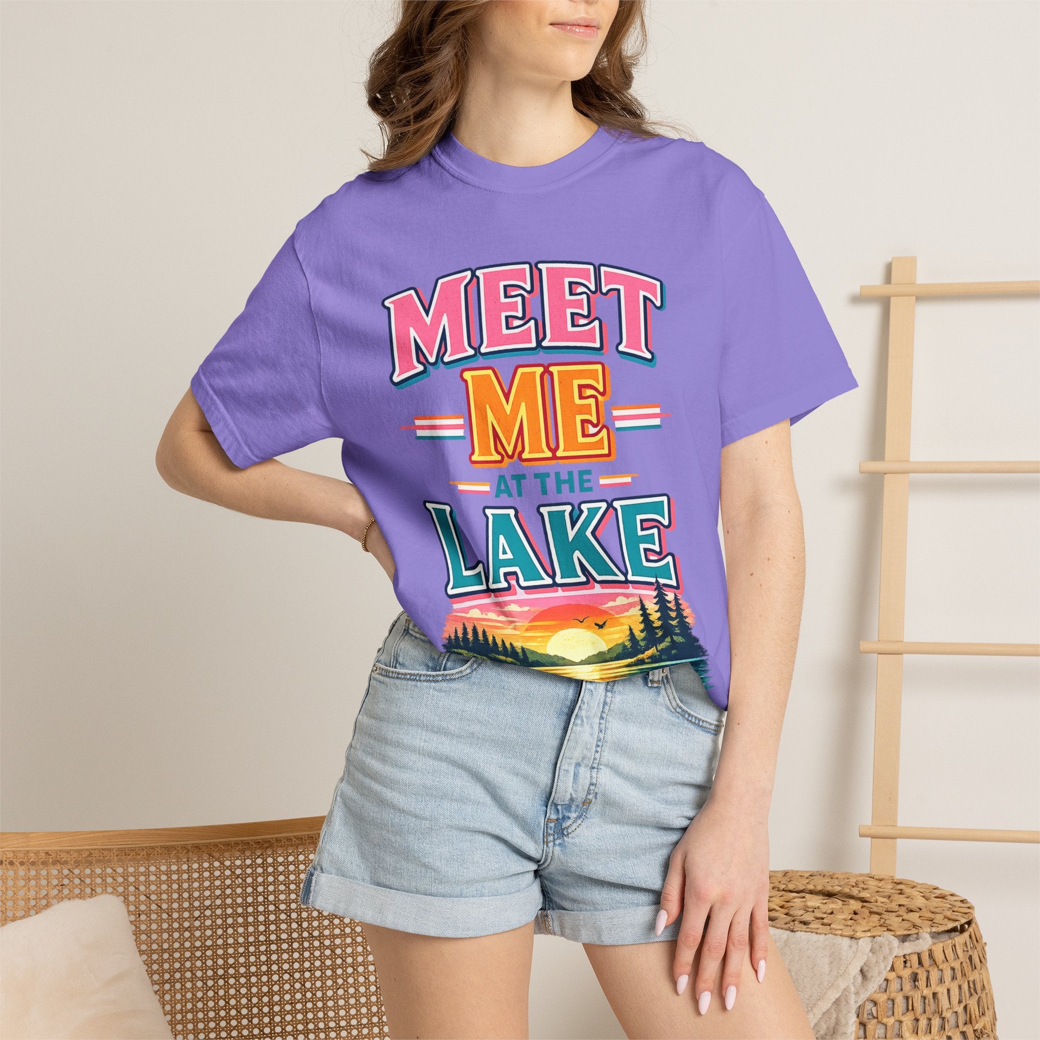 Meet Me at the Lake T-Shirt — Vintage Lakeside Sunset Graphic Tee