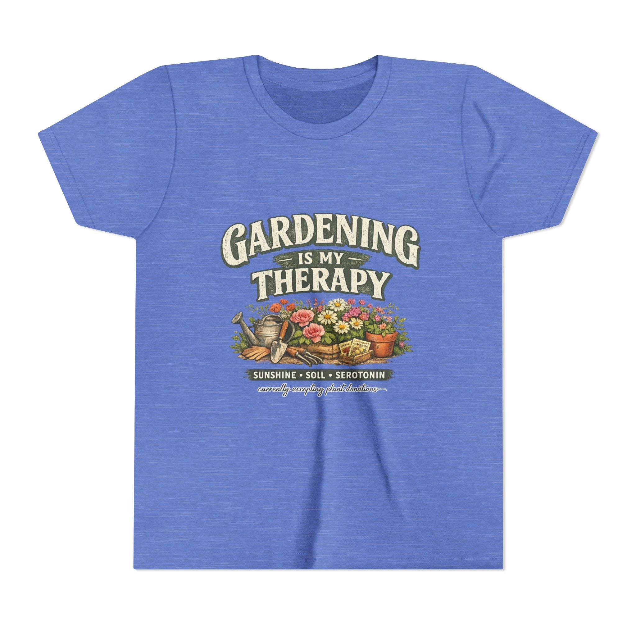 "Gardening Is My Therapy" Floral Kids Shirt