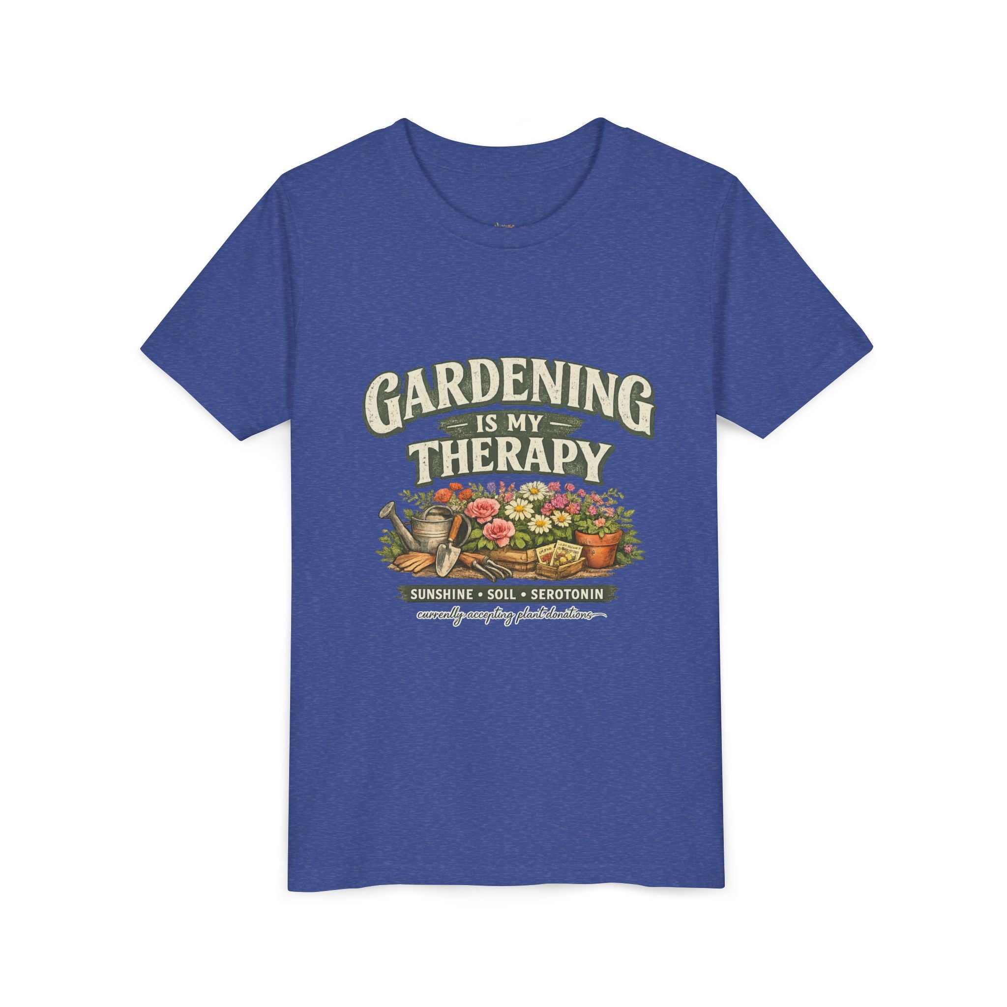 "Gardening Is My Therapy" Floral Kids Shirt