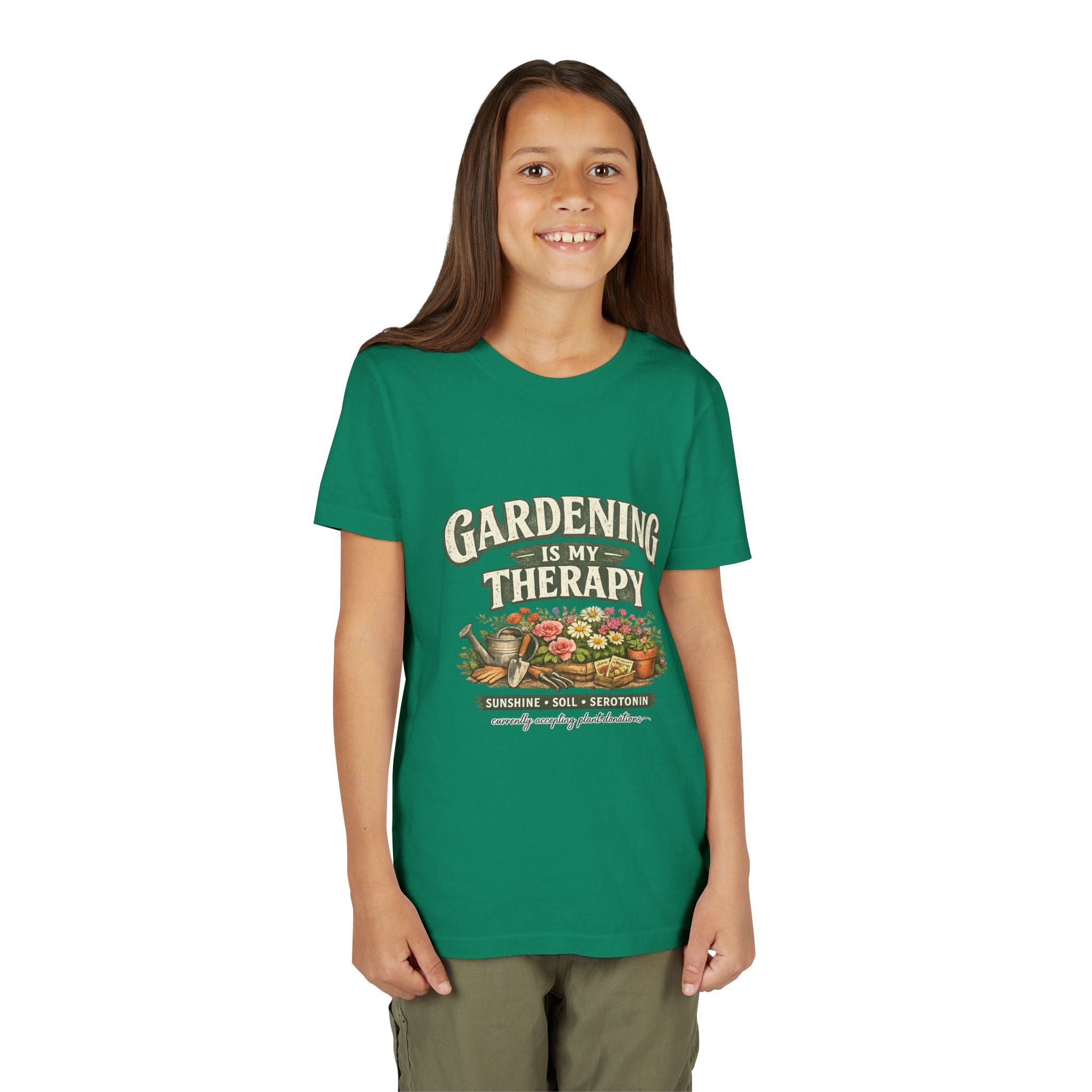"Gardening Is My Therapy" Floral Kids Shirt