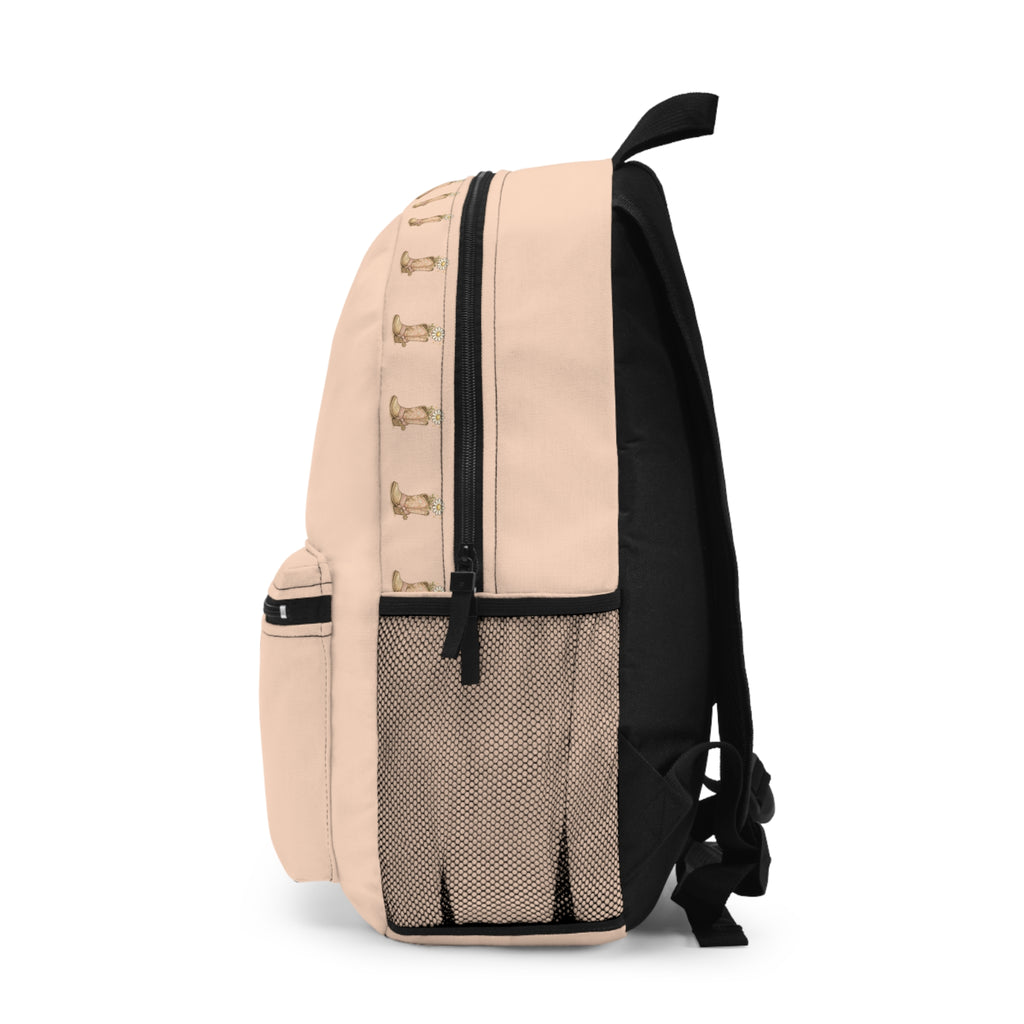 Backpack — "Saved & Settling" Floral Cowboy Boots Retro Travel School Bag