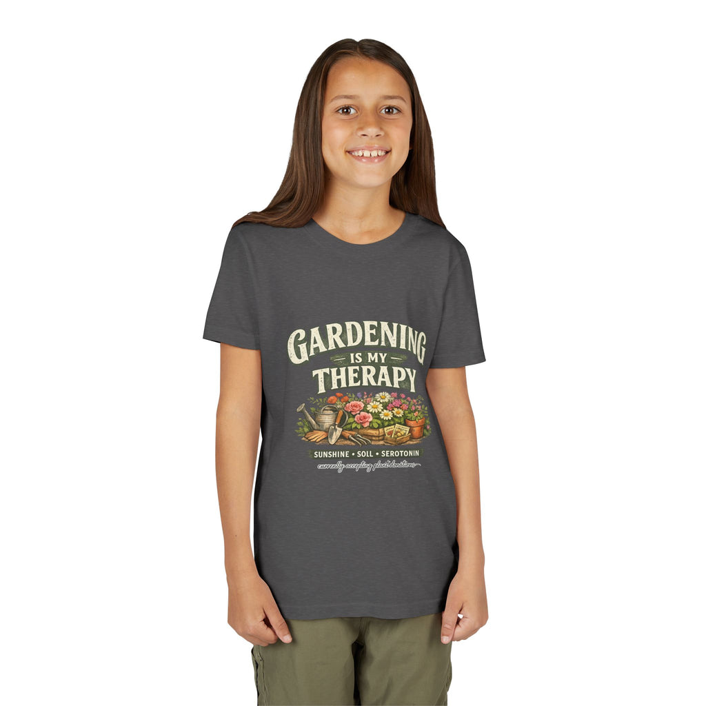 "Gardening Is My Therapy" Floral Kids Shirt