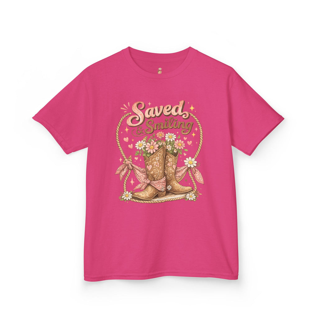 Kids "Saved & Smiling" Cowboy Boot T‑Shirt