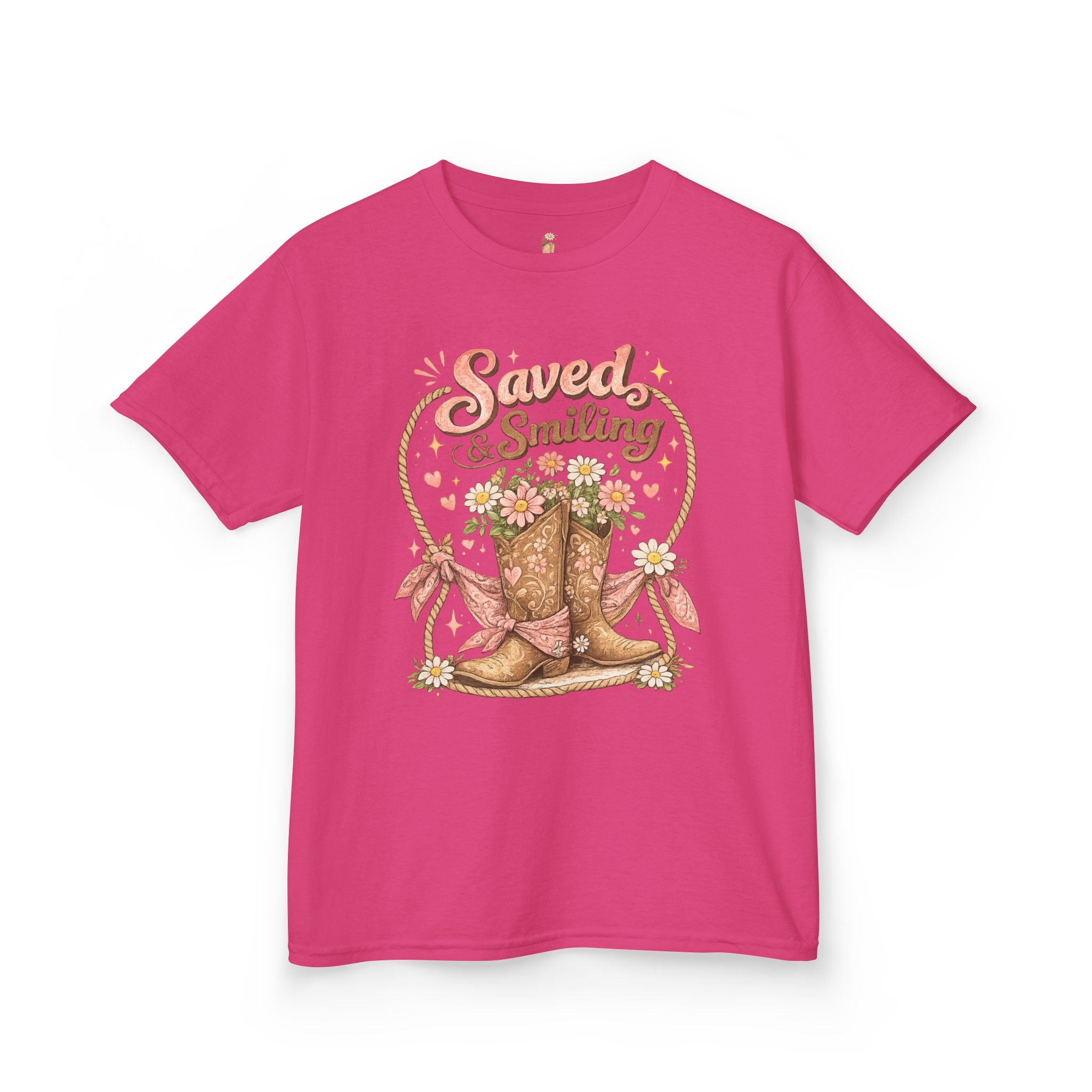Kids "Saved & Smiling" Cowboy Boot T‑Shirt