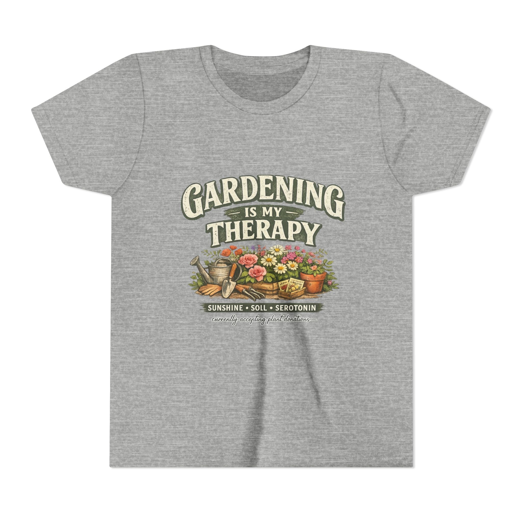 "Gardening Is My Therapy" Floral Kids Shirt