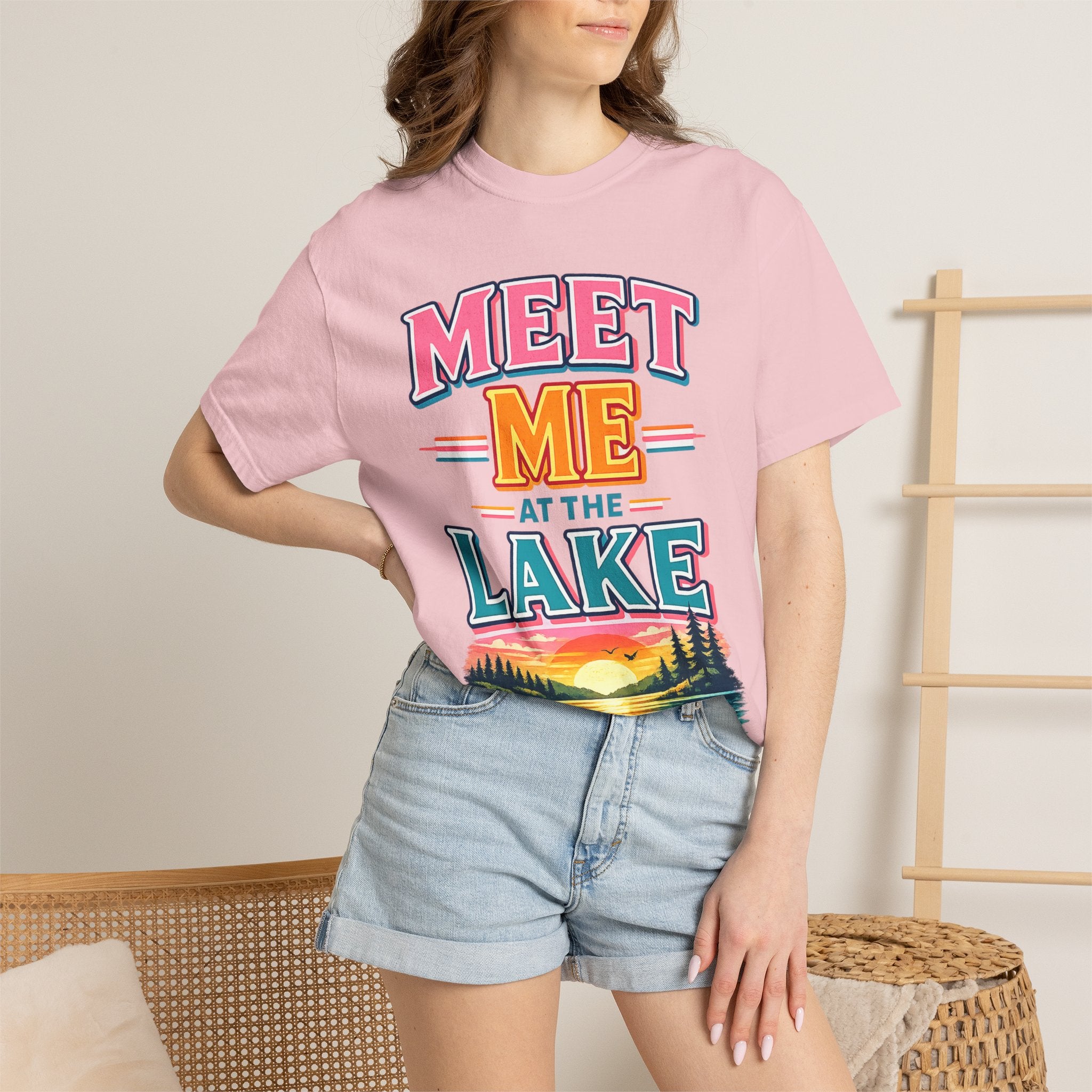 Meet Me at the Lake T-Shirt — Vintage Lakeside Sunset Graphic Tee