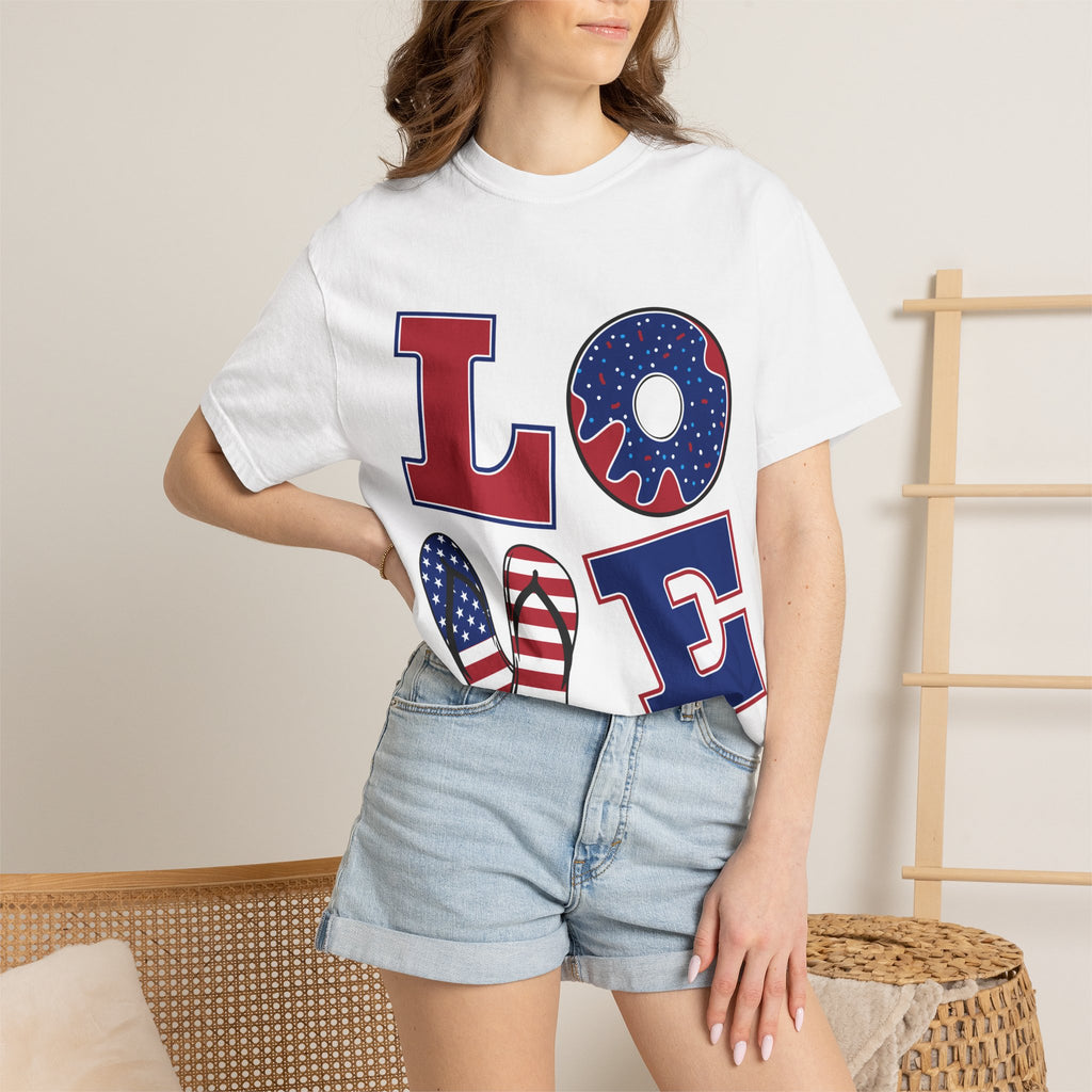 Patriotic 'LOVE' & '’Merica' Graphic T-Shirt – Fourth of July USA Tee