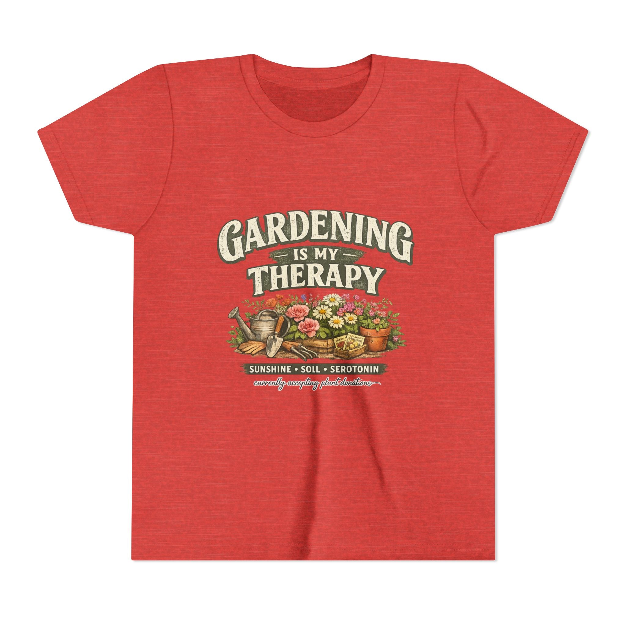 "Gardening Is My Therapy" Floral Kids Shirt