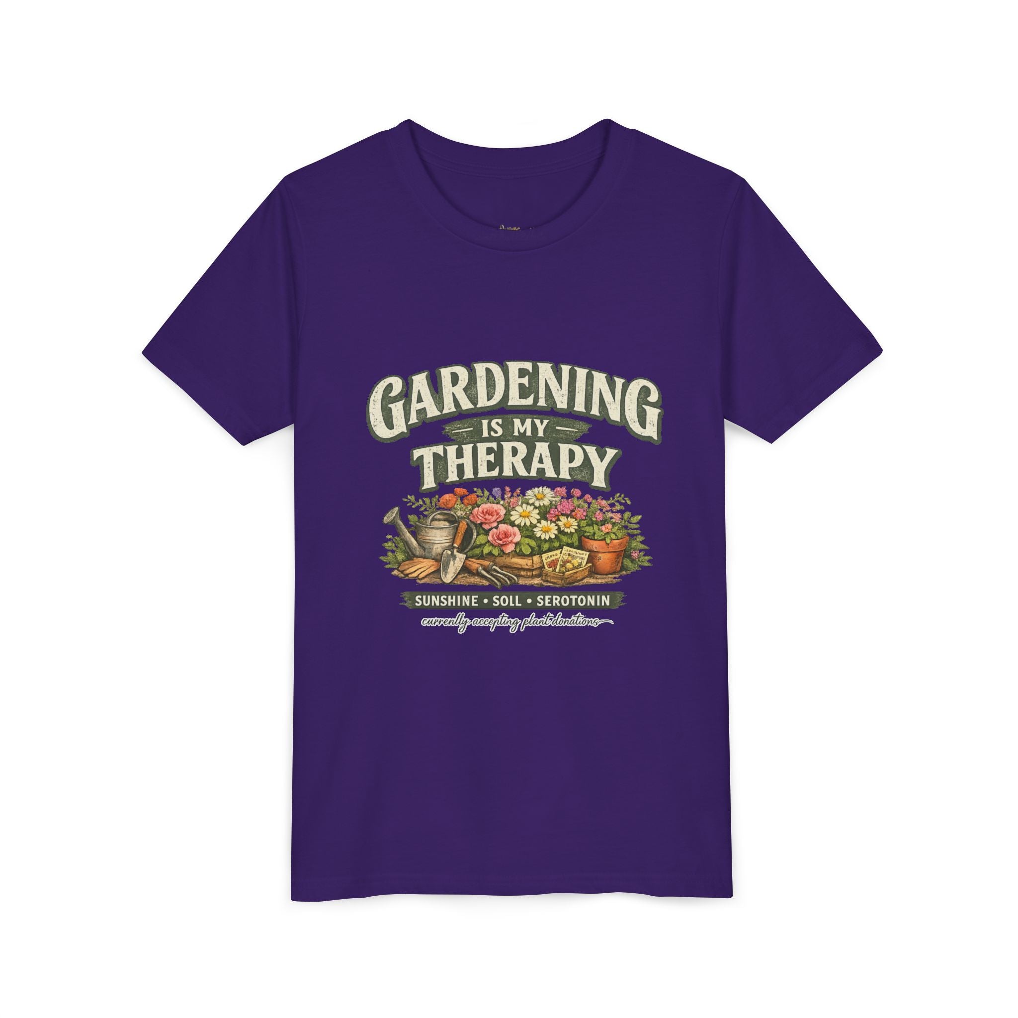 "Gardening Is My Therapy" Floral Kids Shirt