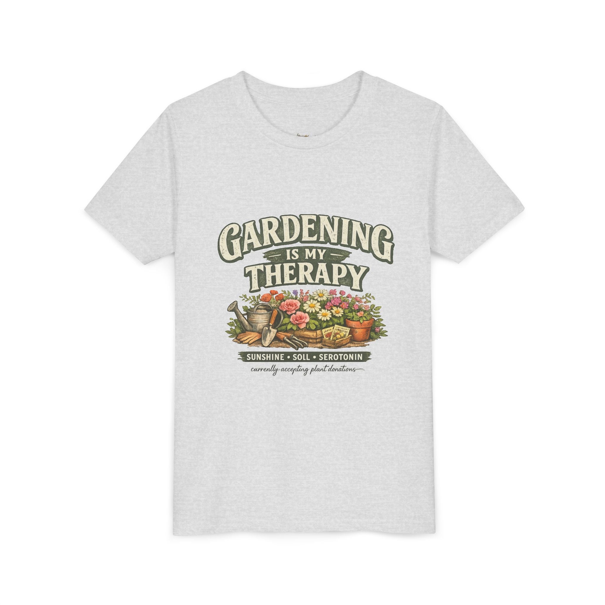 "Gardening Is My Therapy" Floral Kids Shirt