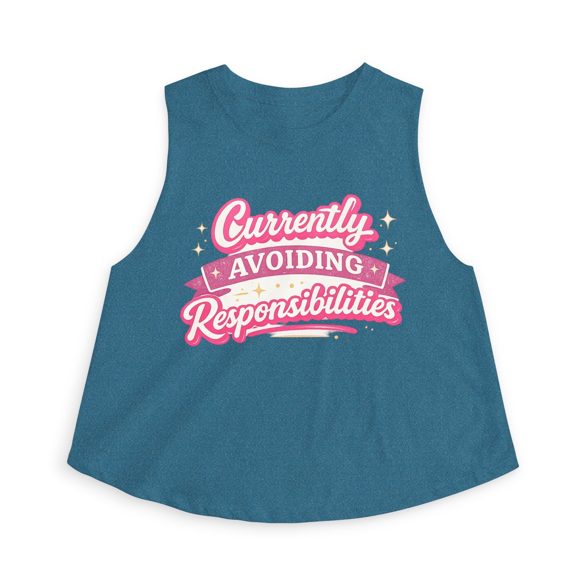 Currently Avoiding Responsibilities Crop Top — Cute Pink Slogan Women's Tank