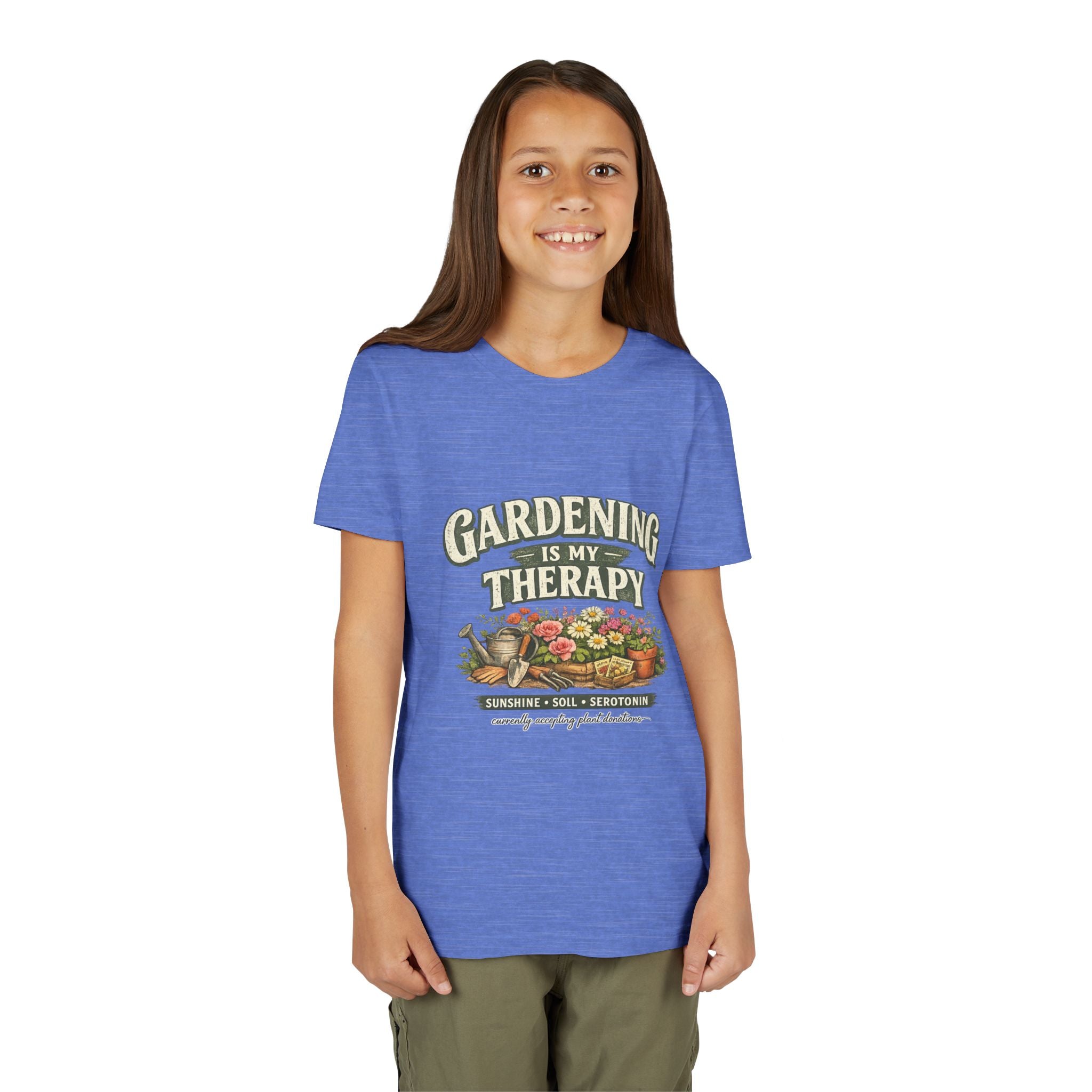"Gardening Is My Therapy" Floral Kids Shirt