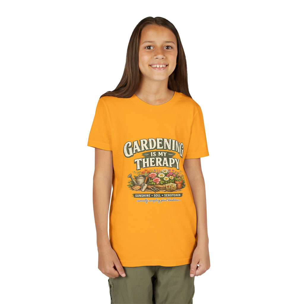 "Gardening Is My Therapy" Floral Kids Shirt