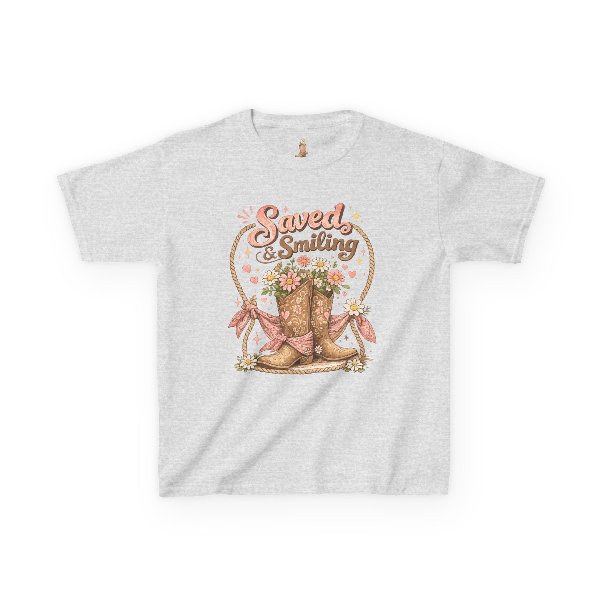 Kids "Saved & Smiling" Cowboy Boot T‑Shirt