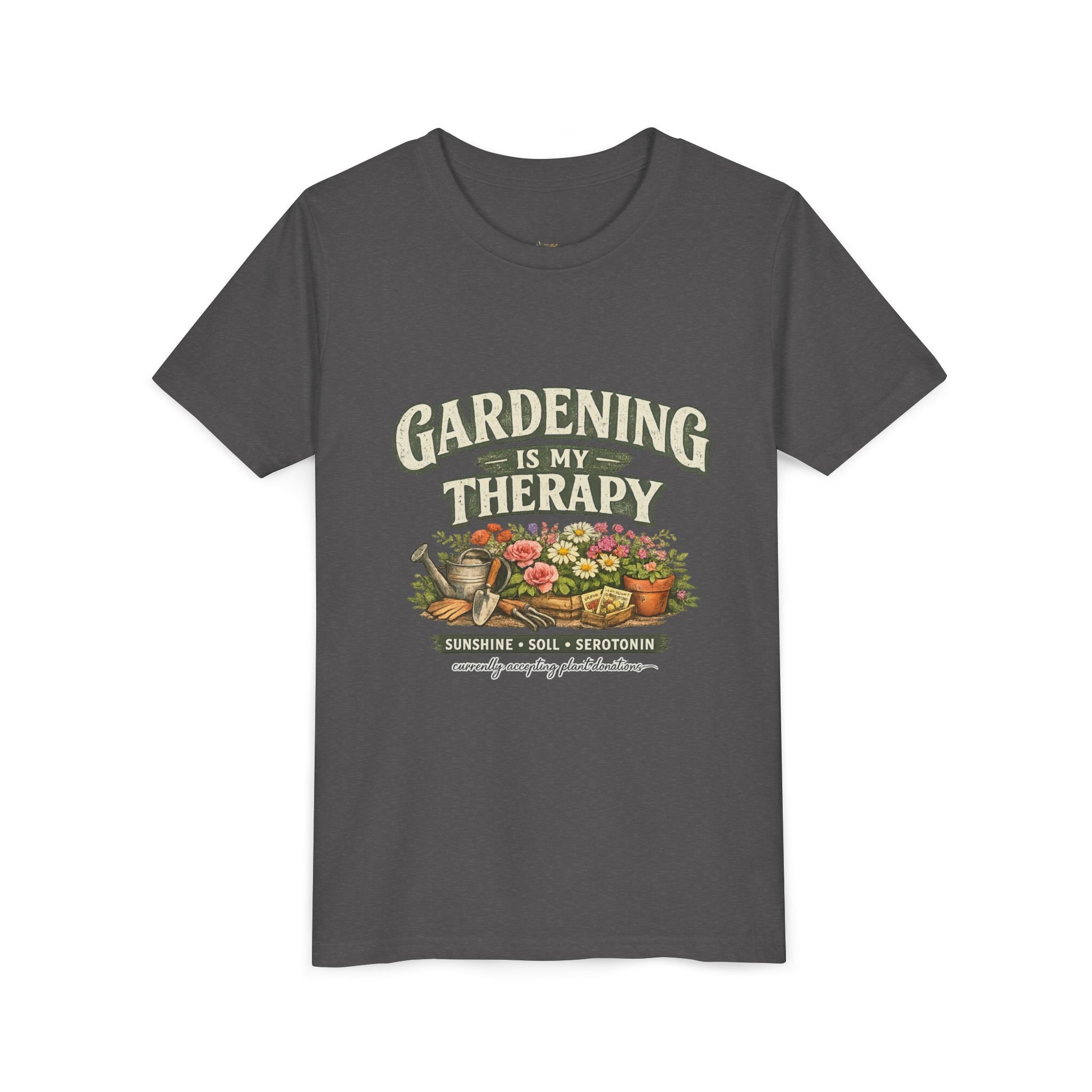 "Gardening Is My Therapy" Floral Kids Shirt