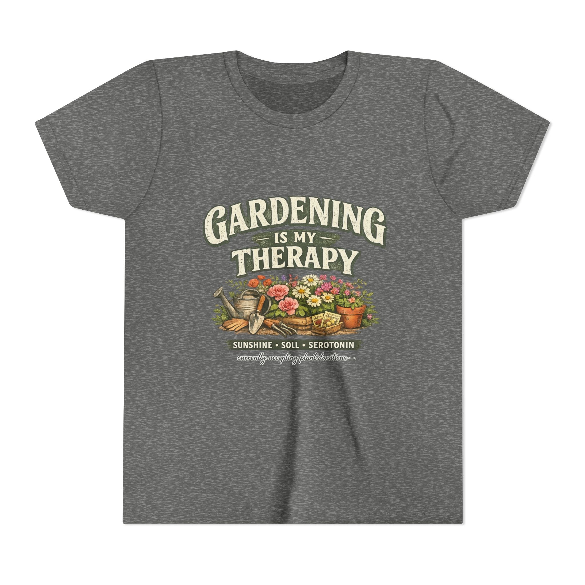 "Gardening Is My Therapy" Floral Kids Shirt