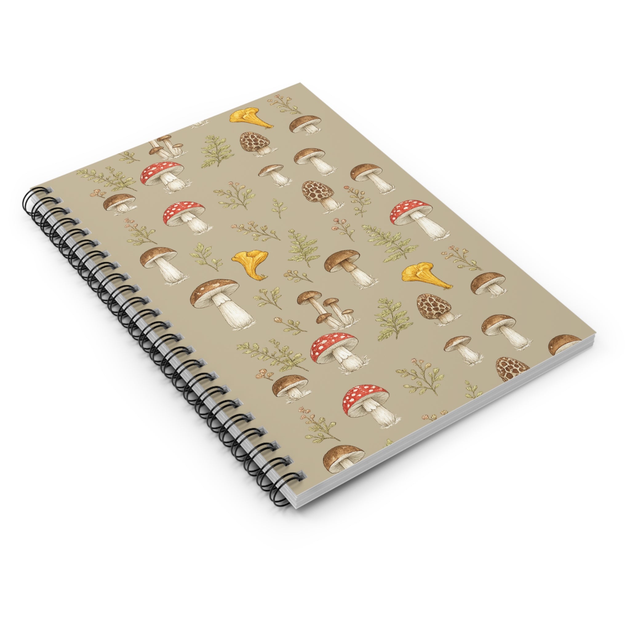 Mushroom Pattern Spiral Notebook — Ruled Journal for Nature Lovers