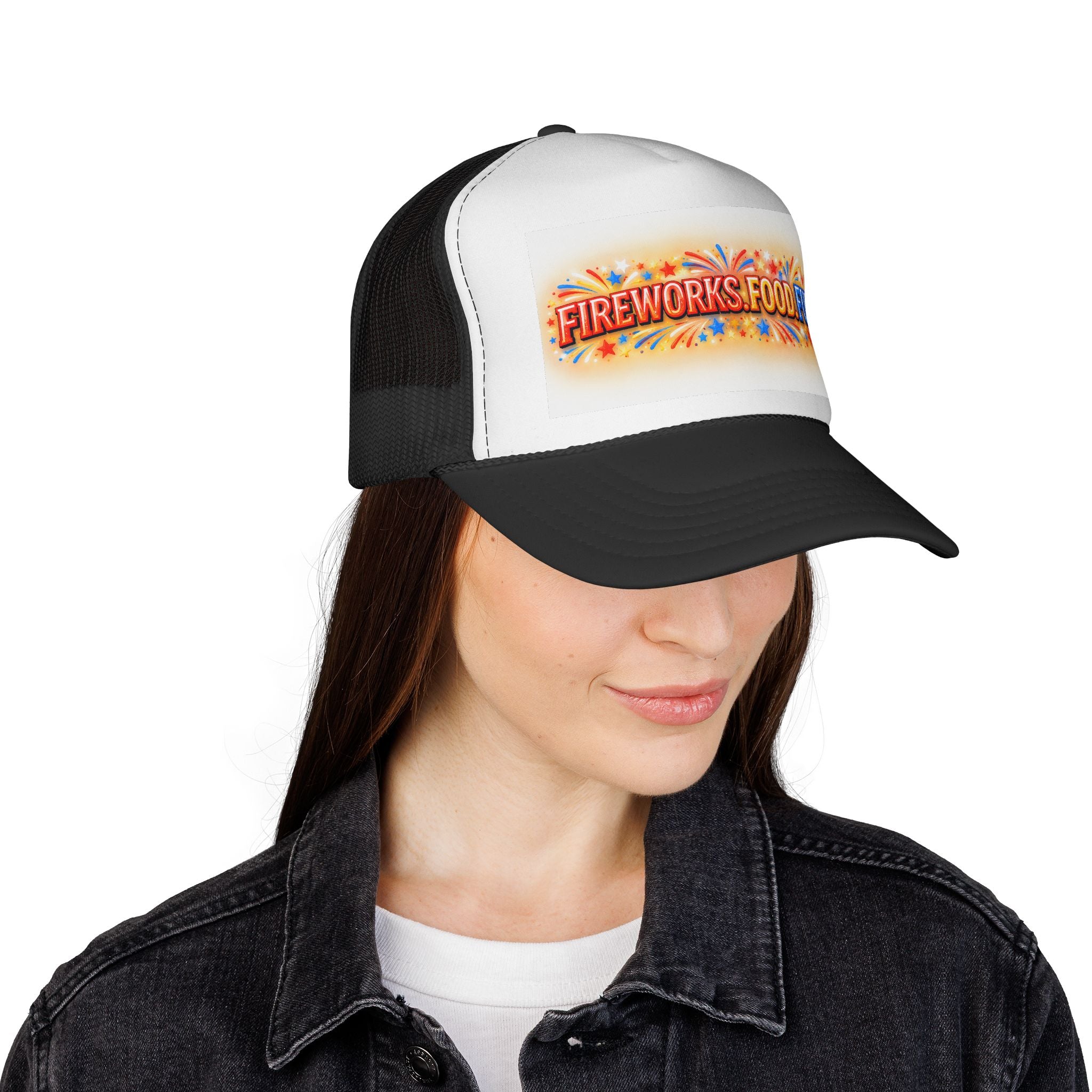 Trucker Hat - "Fireworks. Food. Fun." Fourth of July Celebration Cap