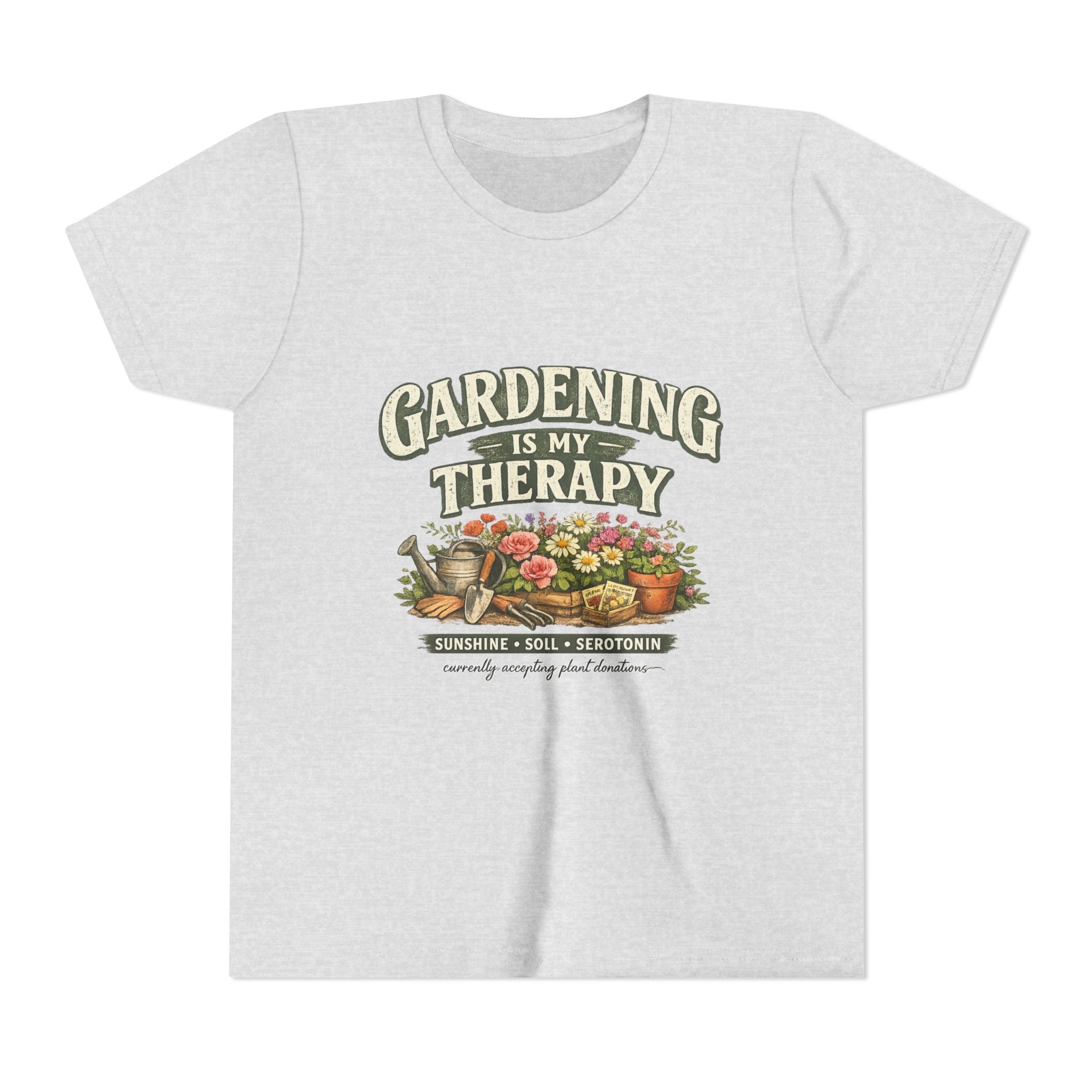 "Gardening Is My Therapy" Floral Kids Shirt