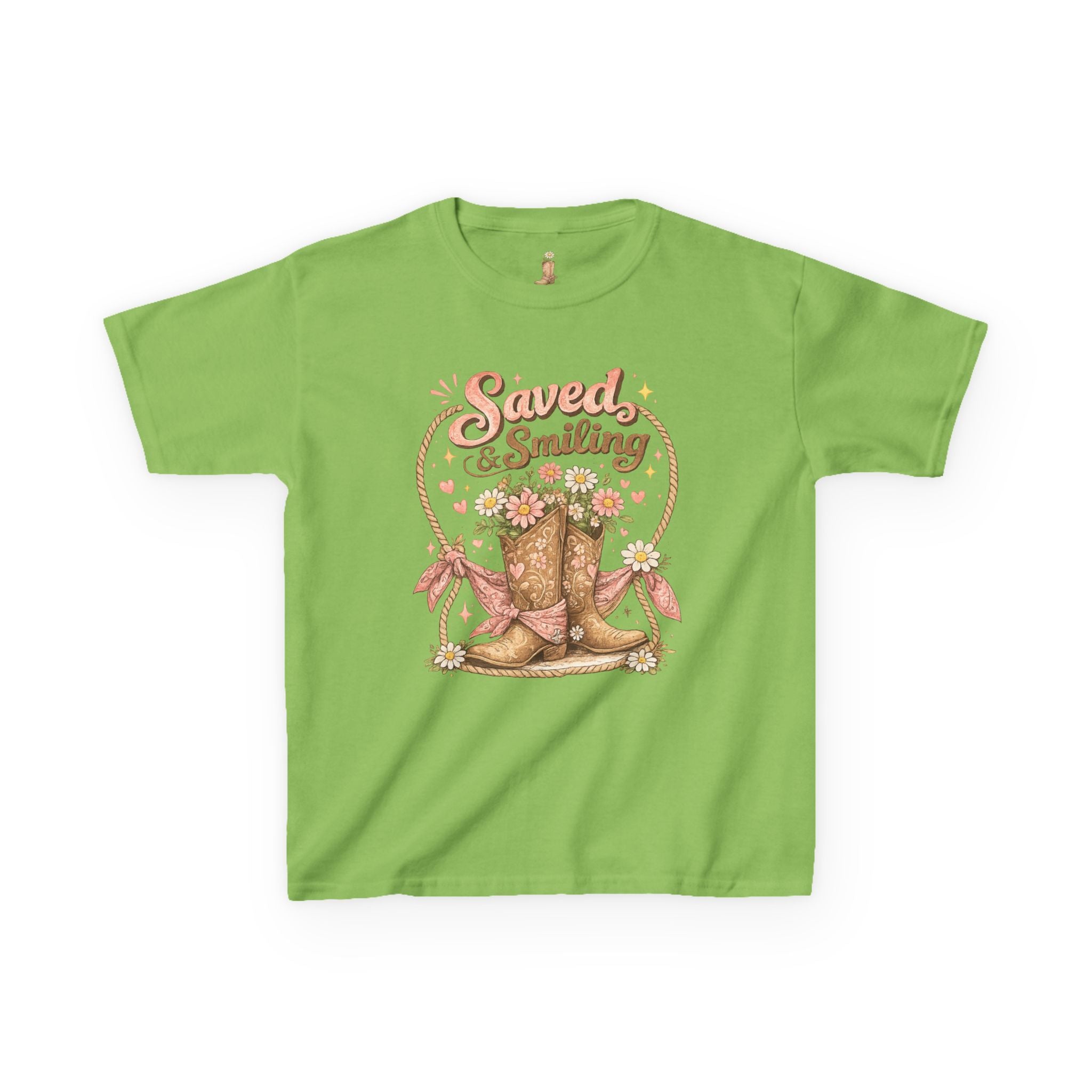Kids "Saved & Smiling" Cowboy Boot T‑Shirt
