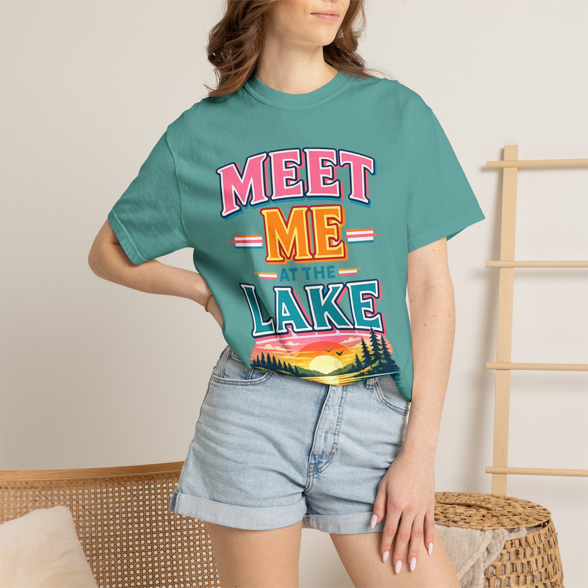 Meet Me at the Lake T-Shirt — Vintage Lakeside Sunset Graphic Tee