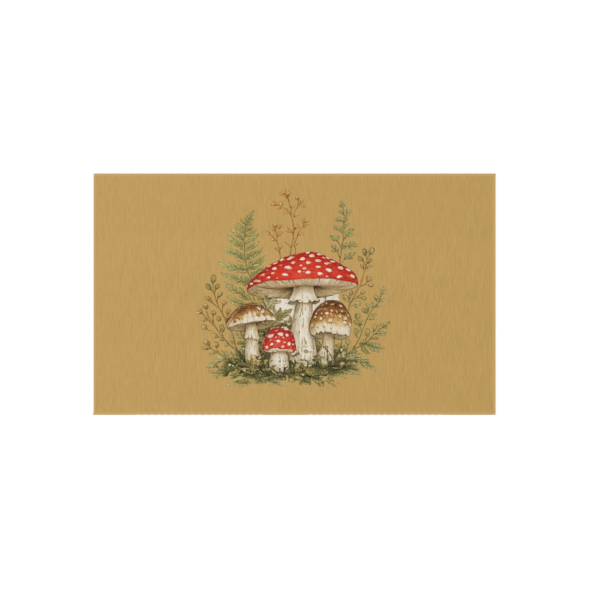 Mushroom Garden Outdoor Rug — Woodland Doormat for Patio & Entryway