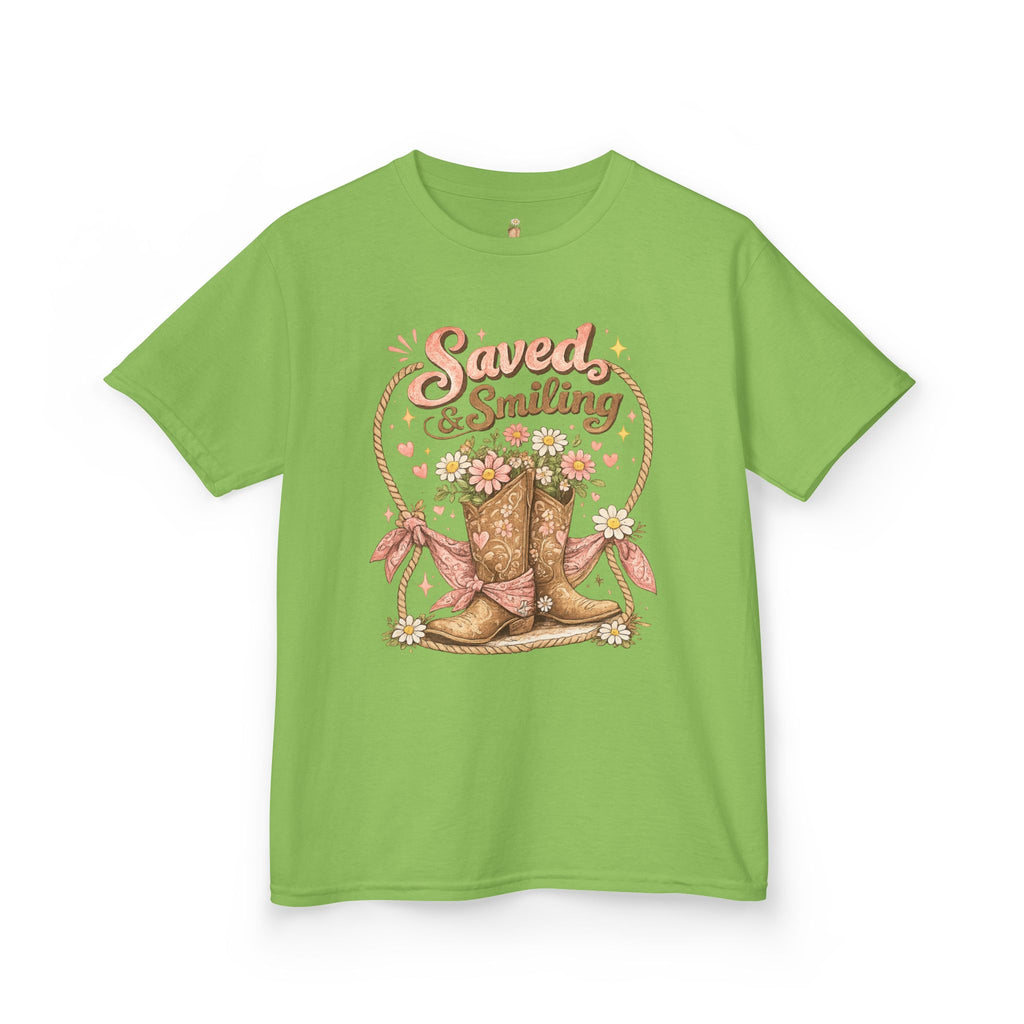 Kids "Saved & Smiling" Cowboy Boot T‑Shirt